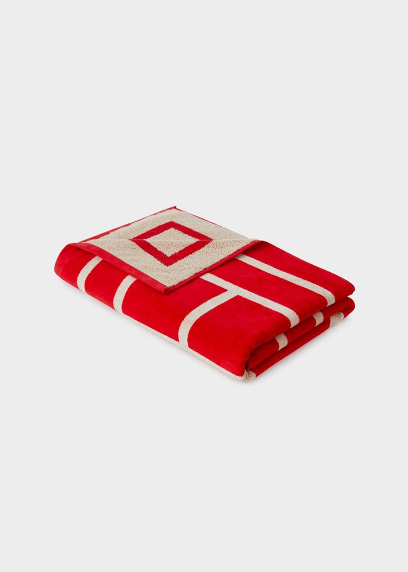 Monogram jacquard beach towel red 1