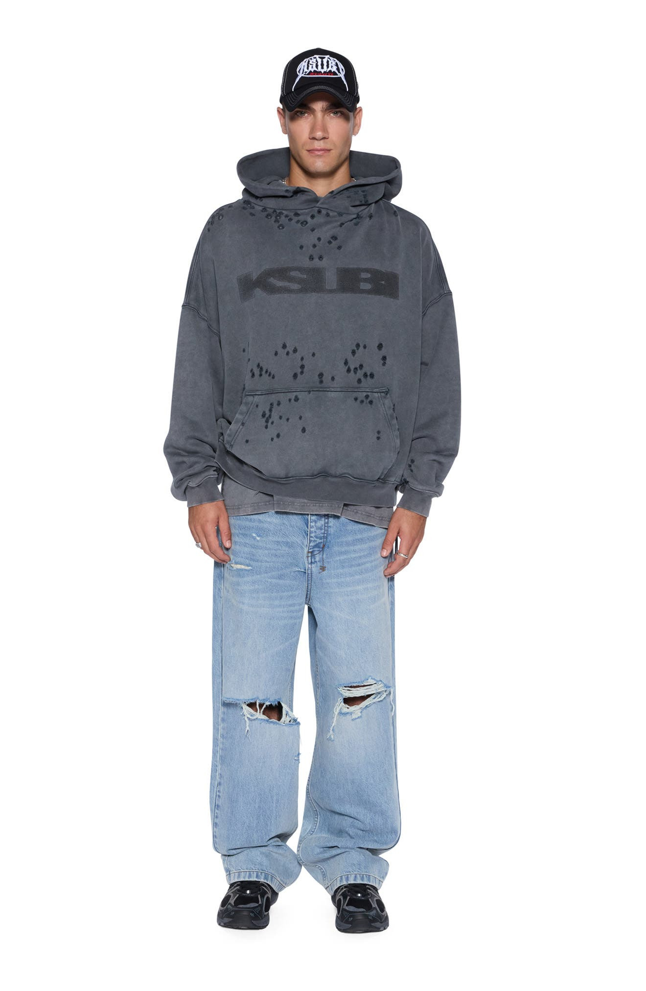 Ksubi Blasted Ekcess Oversize Hoodie in Black at Nordstrom - 5