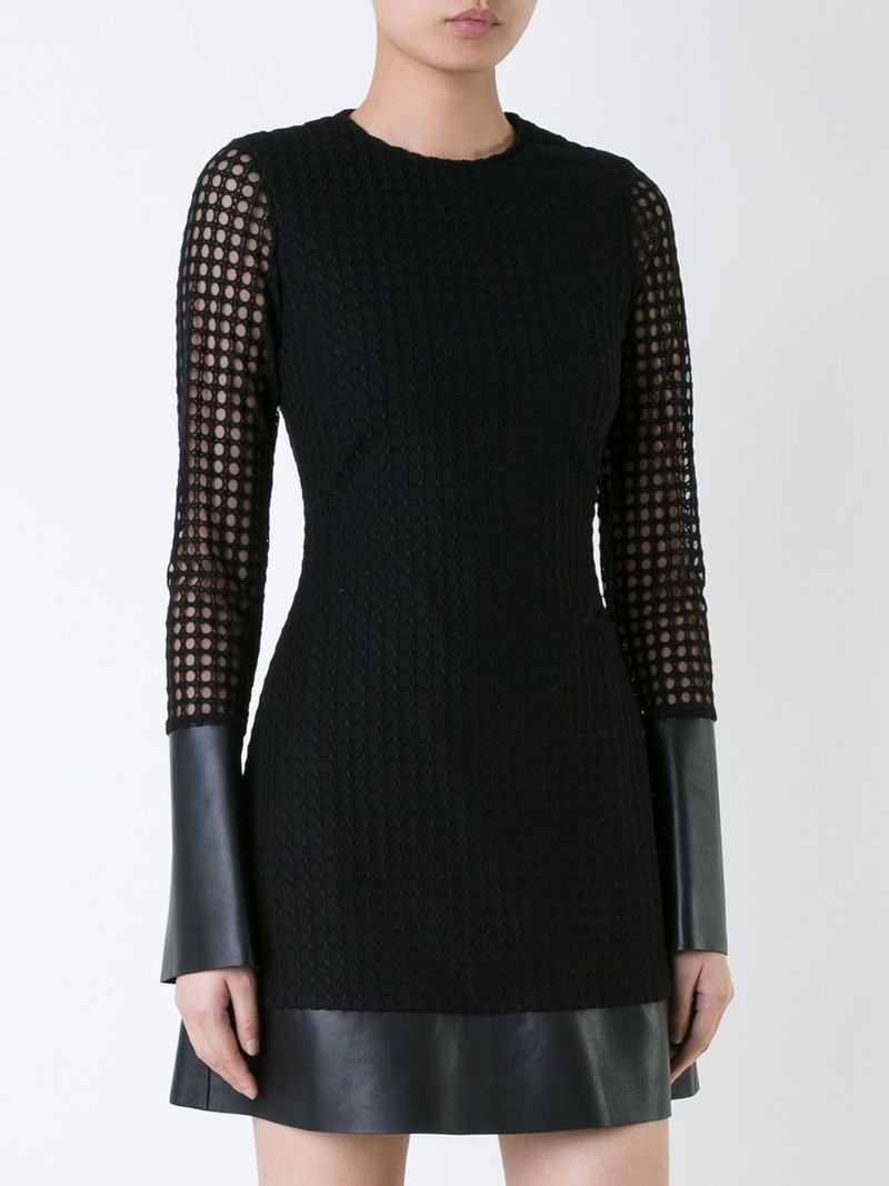 mesh sleeve flared mini dress 3