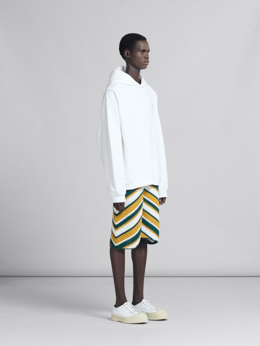 WHITE ORGANIC JERSEY HOODIE WITH BACK PRINT - 5
