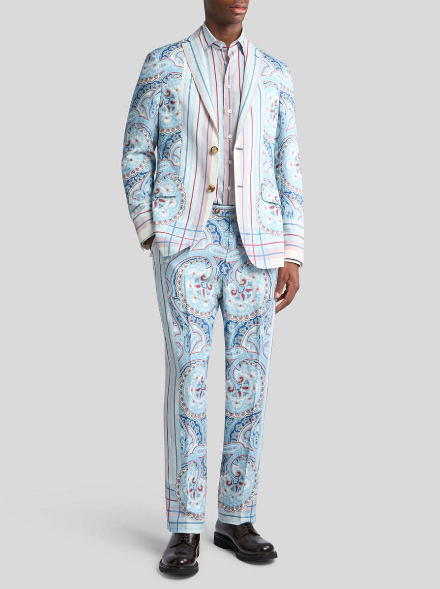 PRINTED LINEN-BLEND TROUSERS - 4