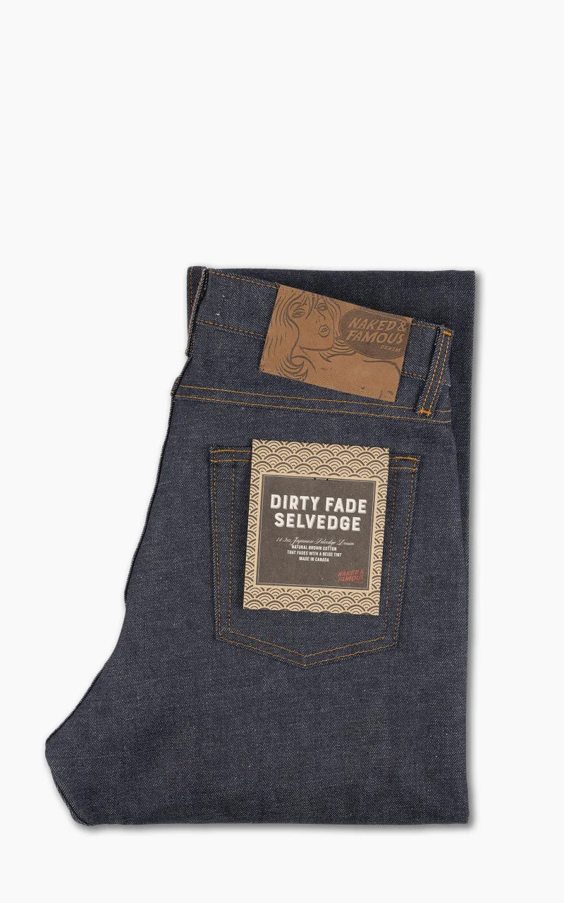 NAKED & FAMOUS DENIM TRUE GUY DIRTY FADE SELVEDGE INDIGO 14.5OZ - 1