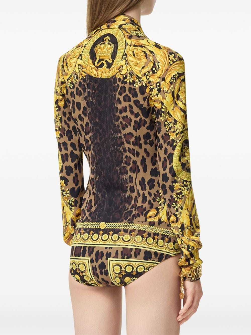 Wild Barocco silk draped bodysuit - 4