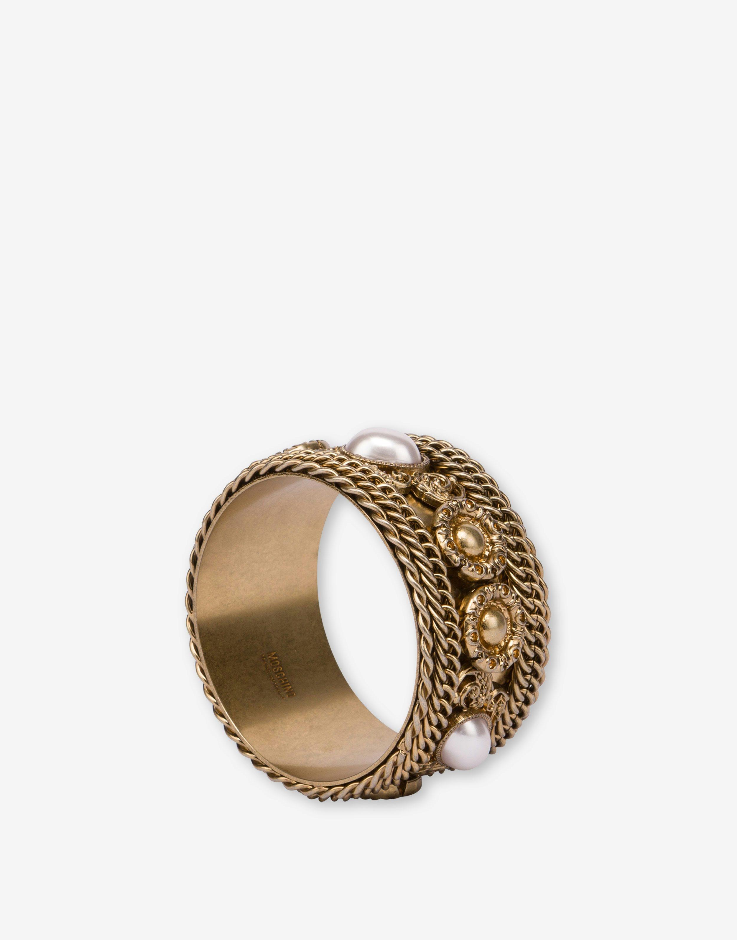 RIGID BRACELET WITH CHAINS AND PEARLS - 2