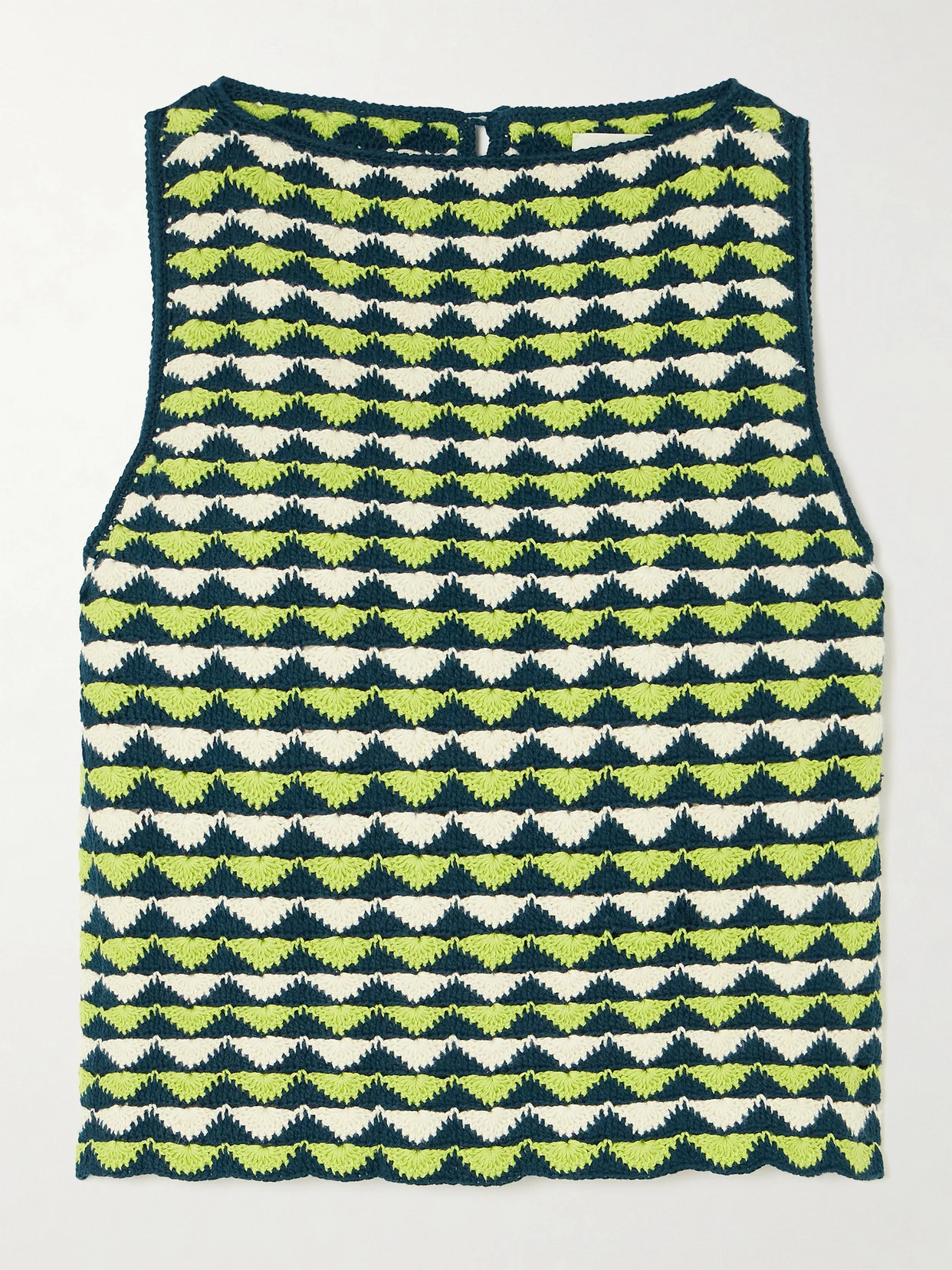 Motupe Cropped Scalloped Crocheted Cotton Top - 1