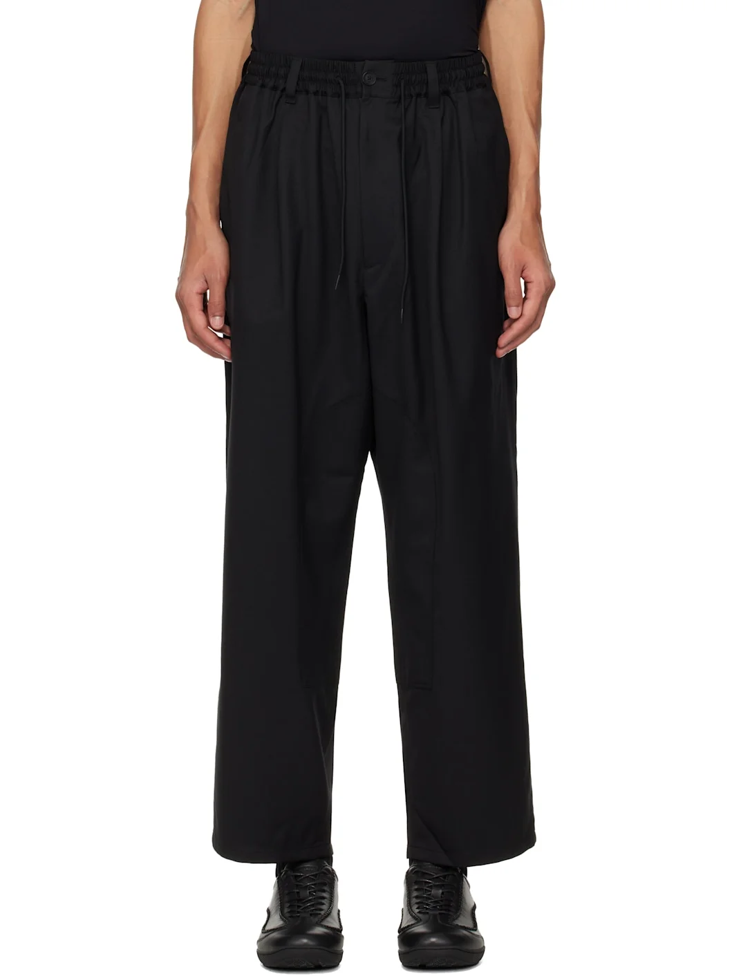 Black Refined Wool Track Pants - 1