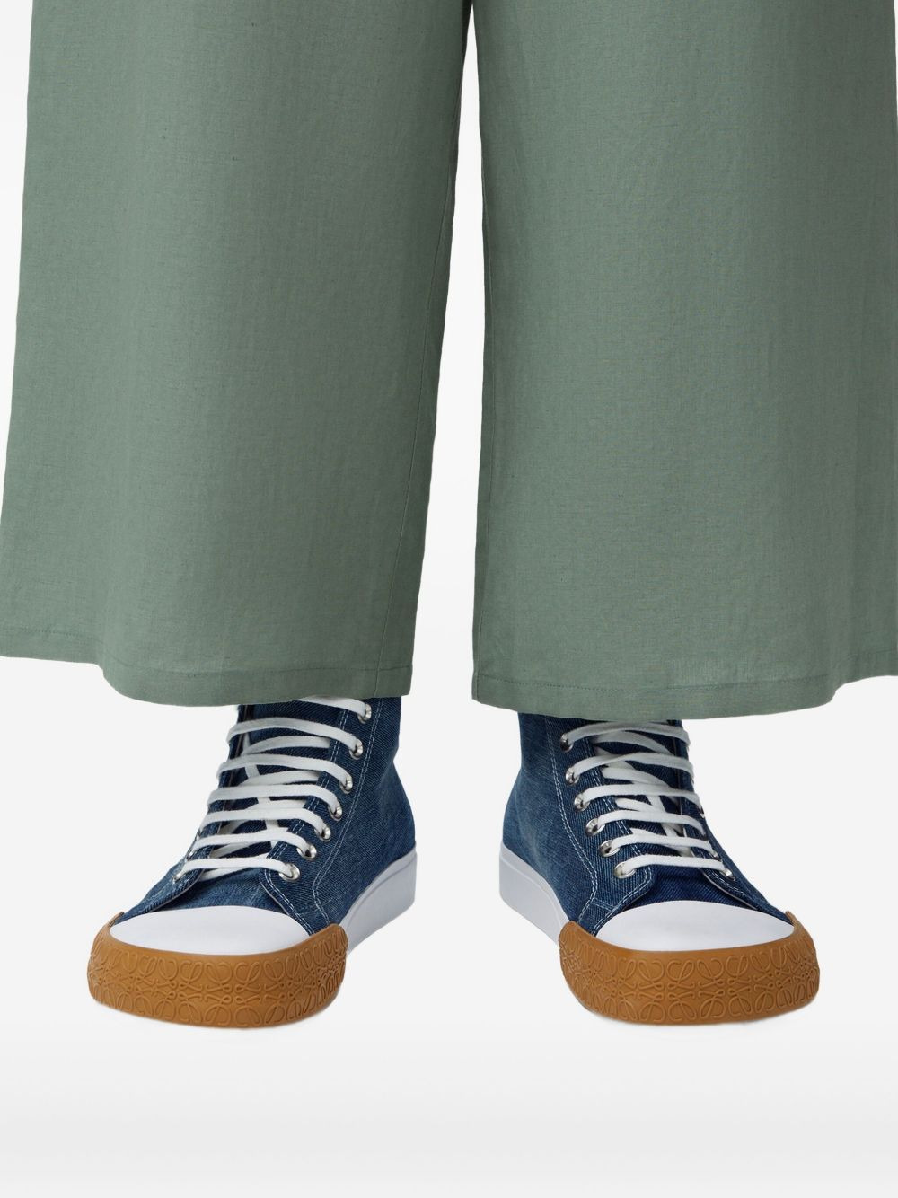 Bloc denim lace-up trainers - 5