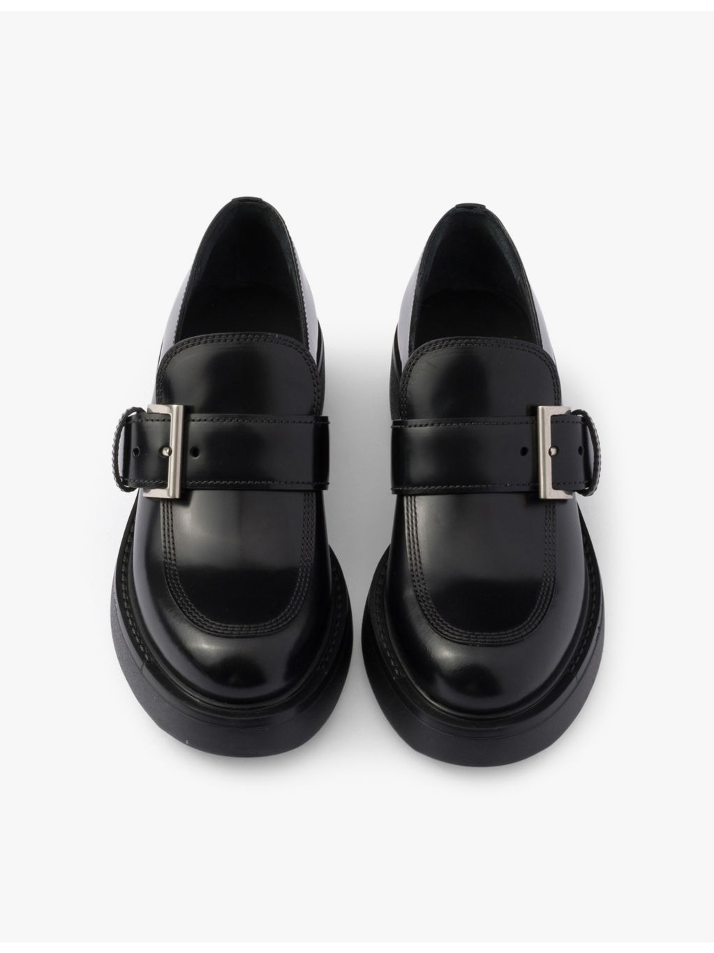 Branded-buckle brushed leather loafers - 2