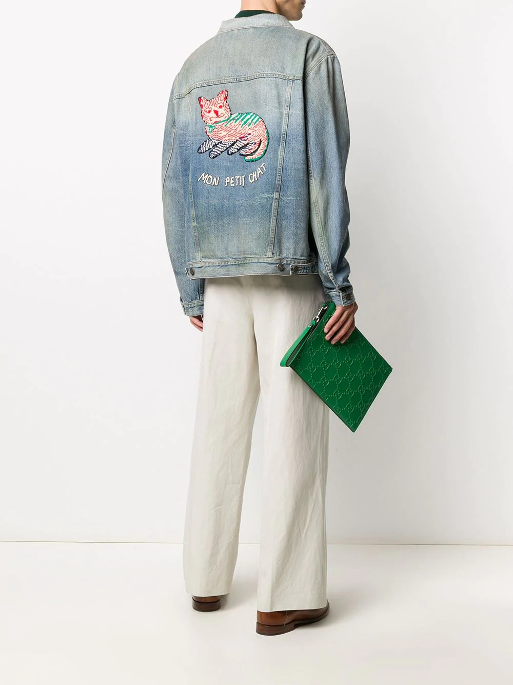 cat-embroidered denim jacket - 2