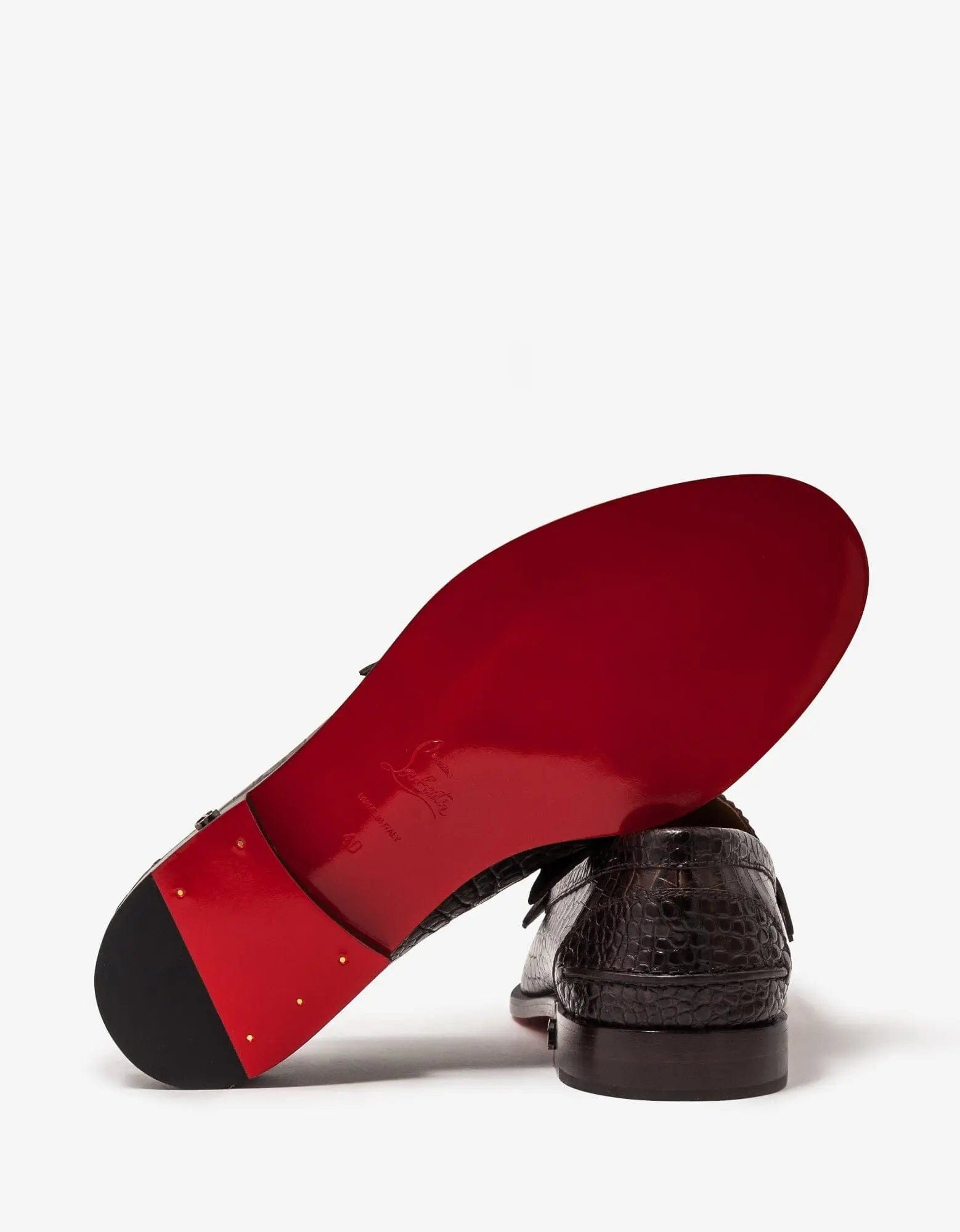 Christian Louboutin No Penny Mini-Croc Brown Loafers - 5