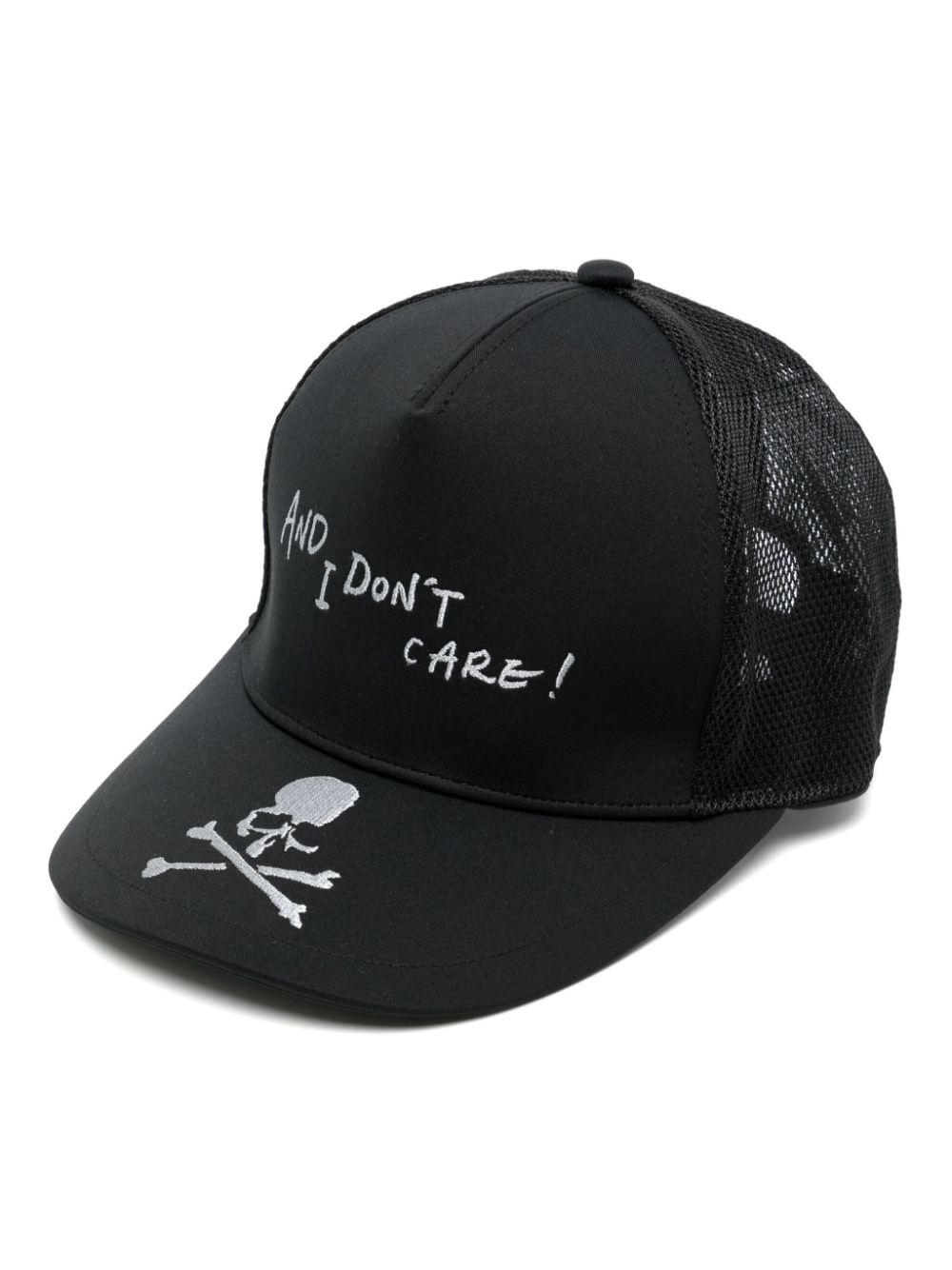 slogan-embroidered panelled cap - 1