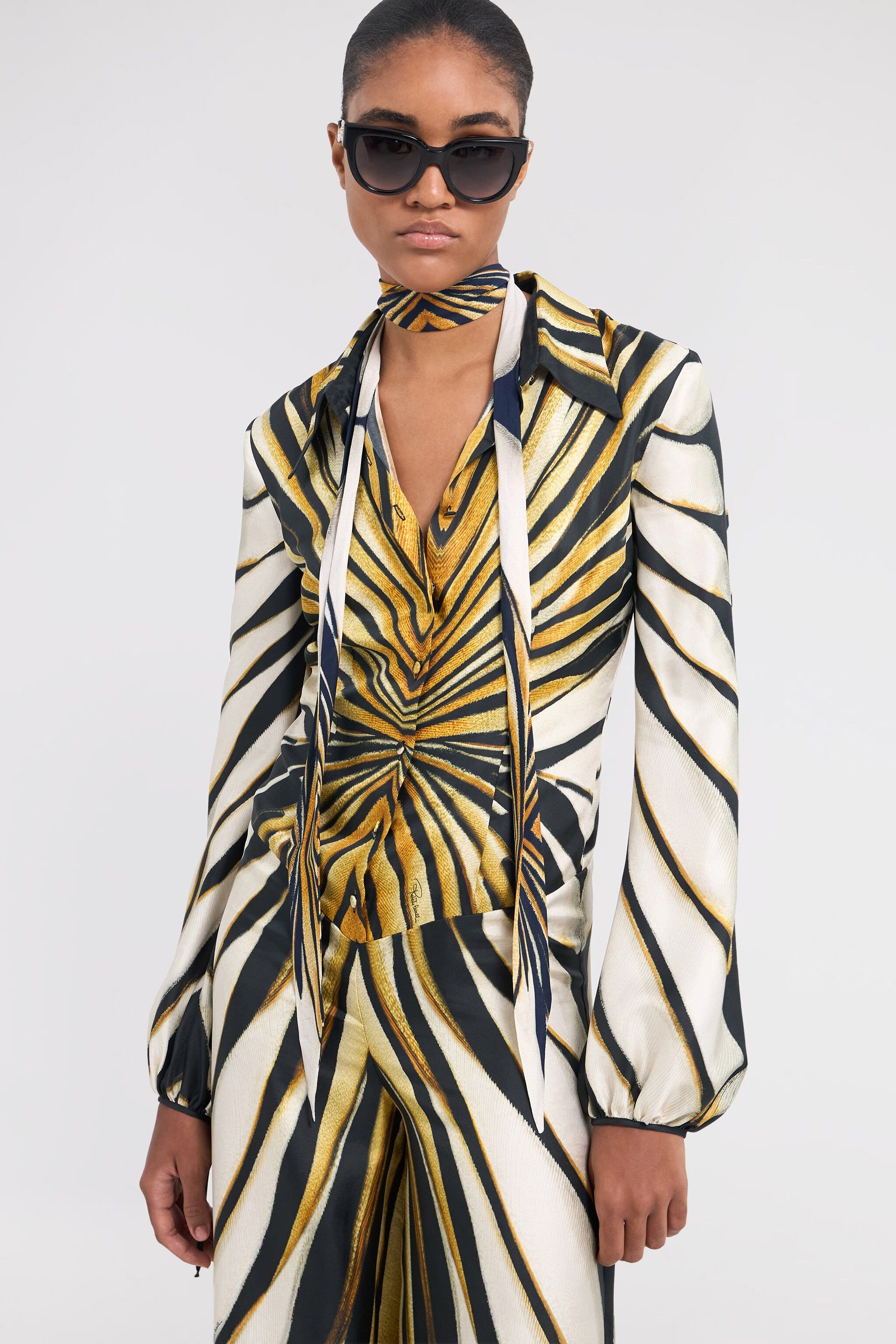 Ray Of Gold Print Silk Jumpsuit - 5