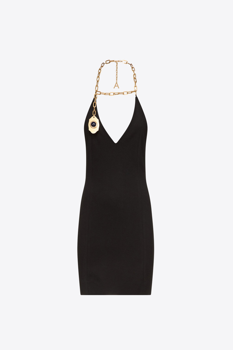 CHAIN PLATE HALTER MINI DRESS - 1
