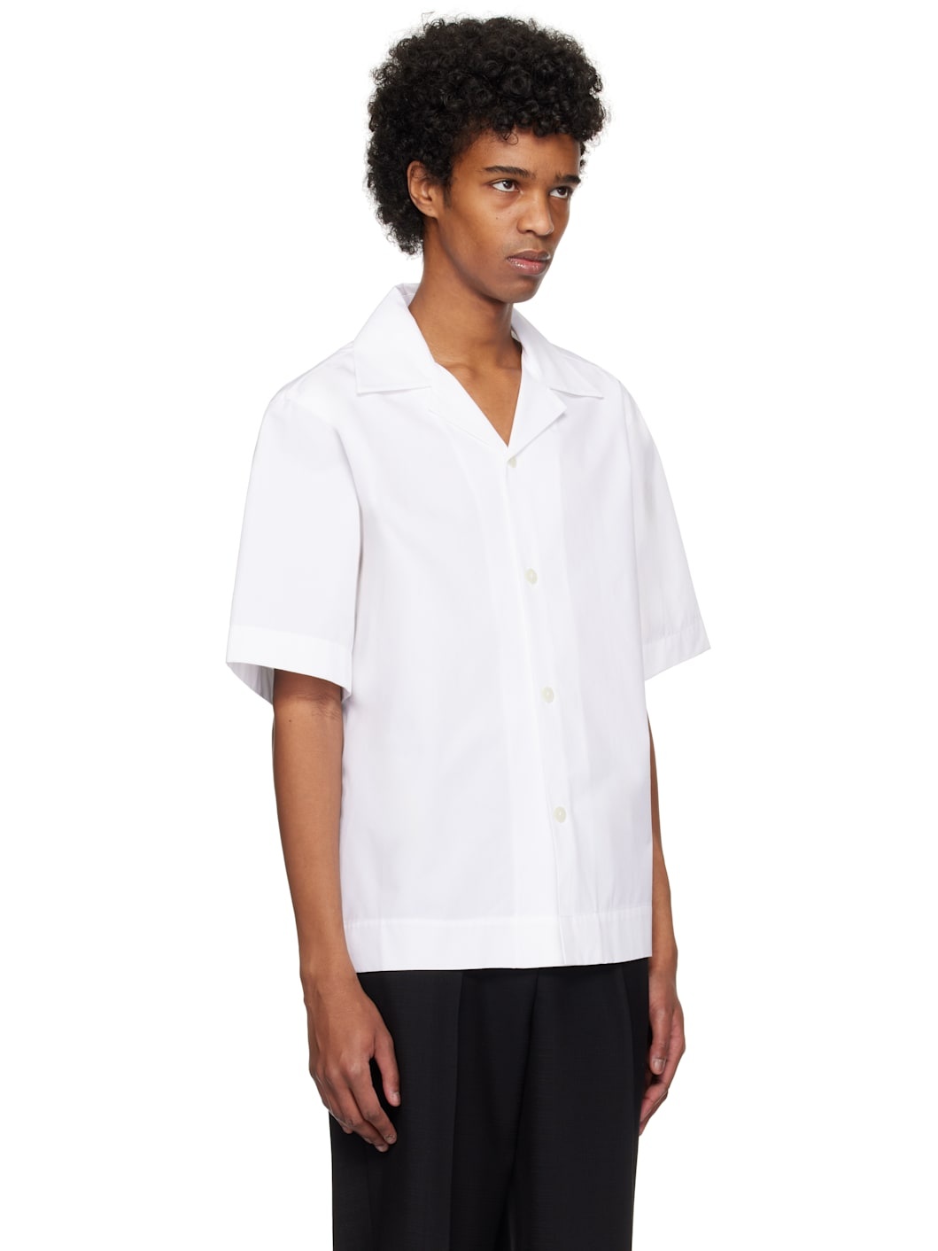 White Oversized Camp Collar Short Sleeve Shirt - 2