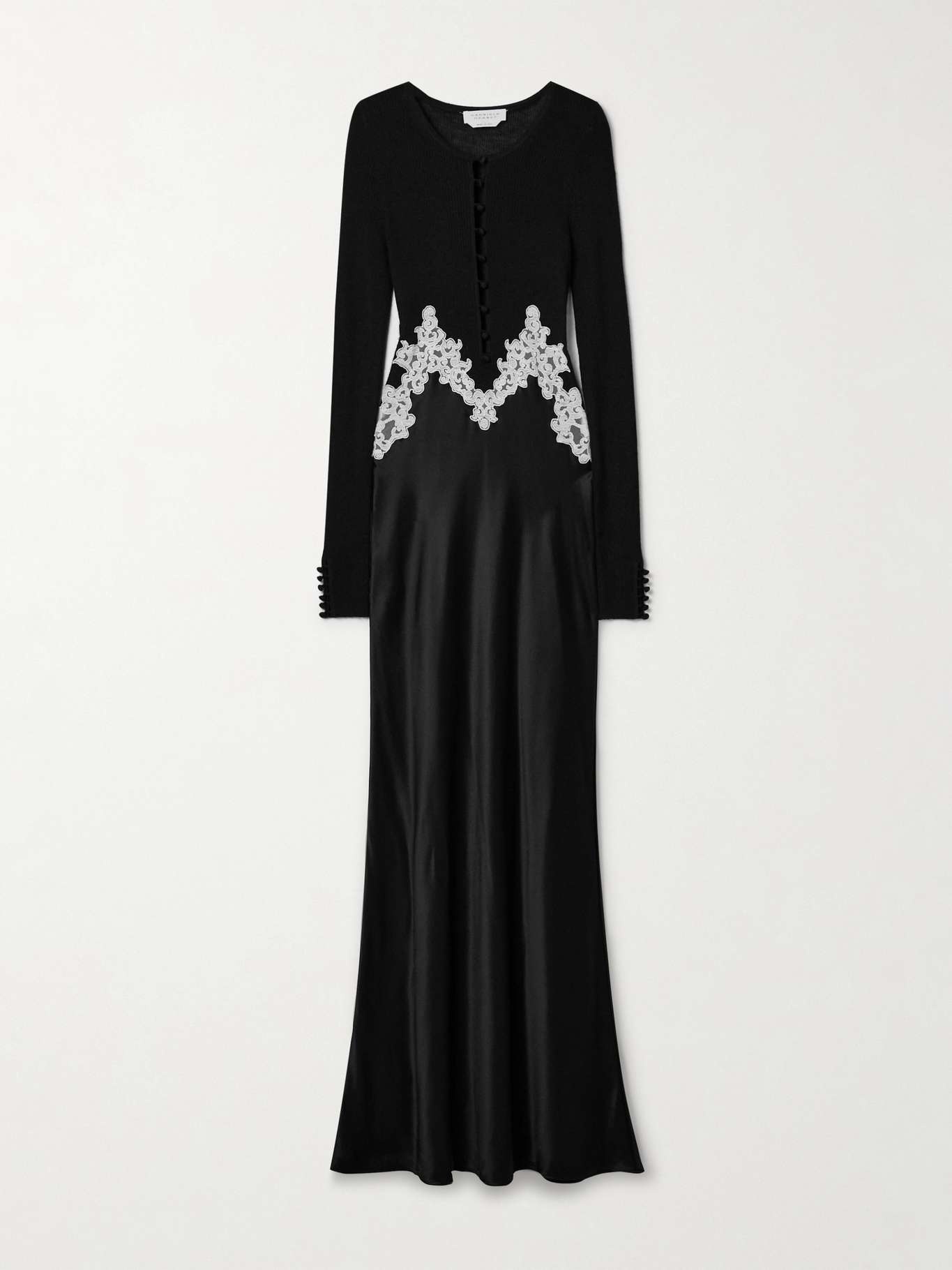 Kerry lace-trimmed ribbed silk-chiffon and satin maxi dress - 1