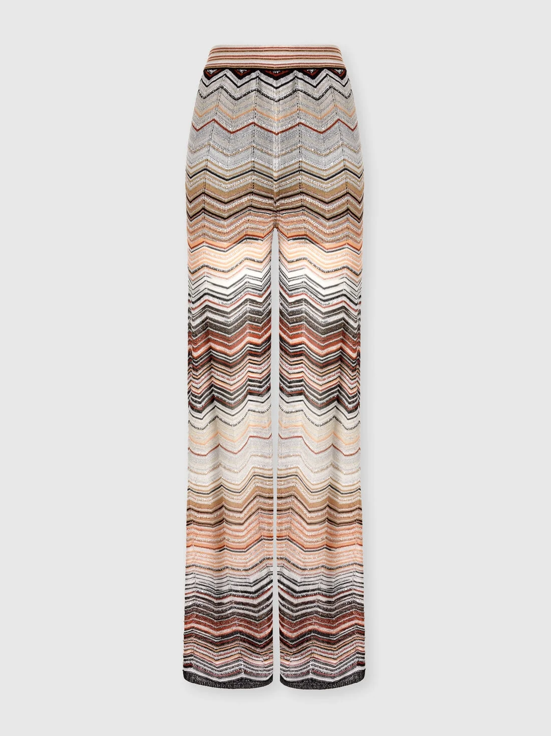 Wide Chevron Lamé Viscose Trousers with Sequins - 1