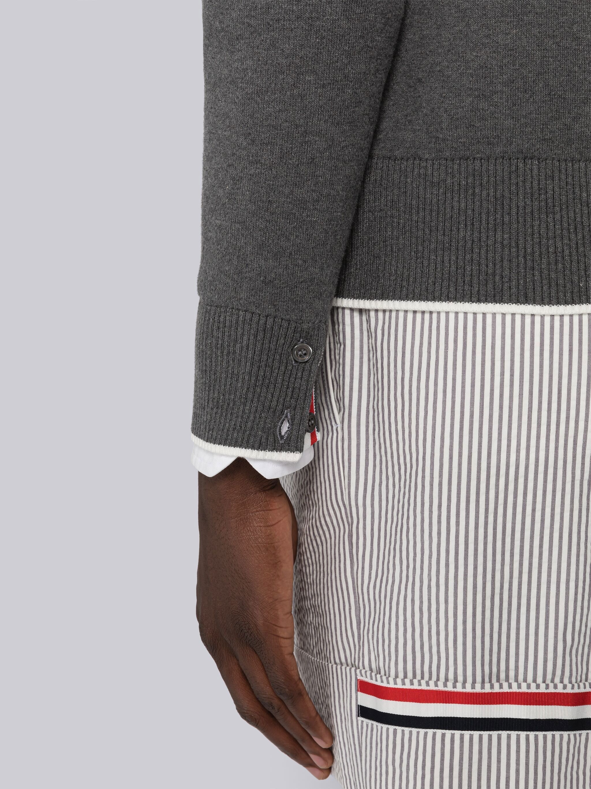 Hector Jacquard Cotton 4-Bar V-Neck Cardigan - 6