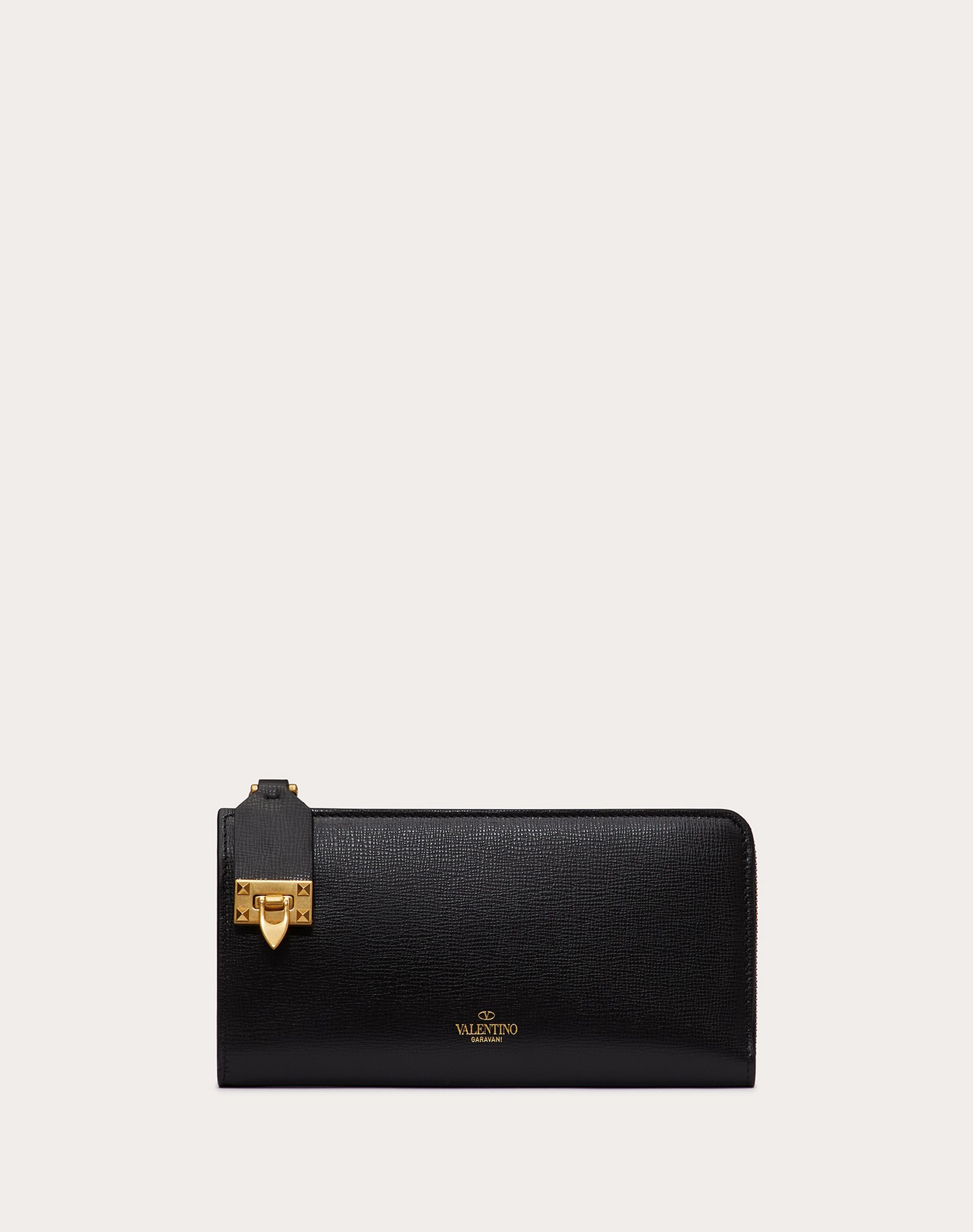 VALENTINO GARAVANI ROCKSTUD CALFSKIN WALLET WITH ZIPPER - 1