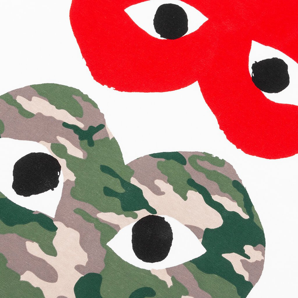 COMME DES GARCONS PLAY CAMOUFLAGE MIRROR HEART T-SHIRT - WHITE - 5