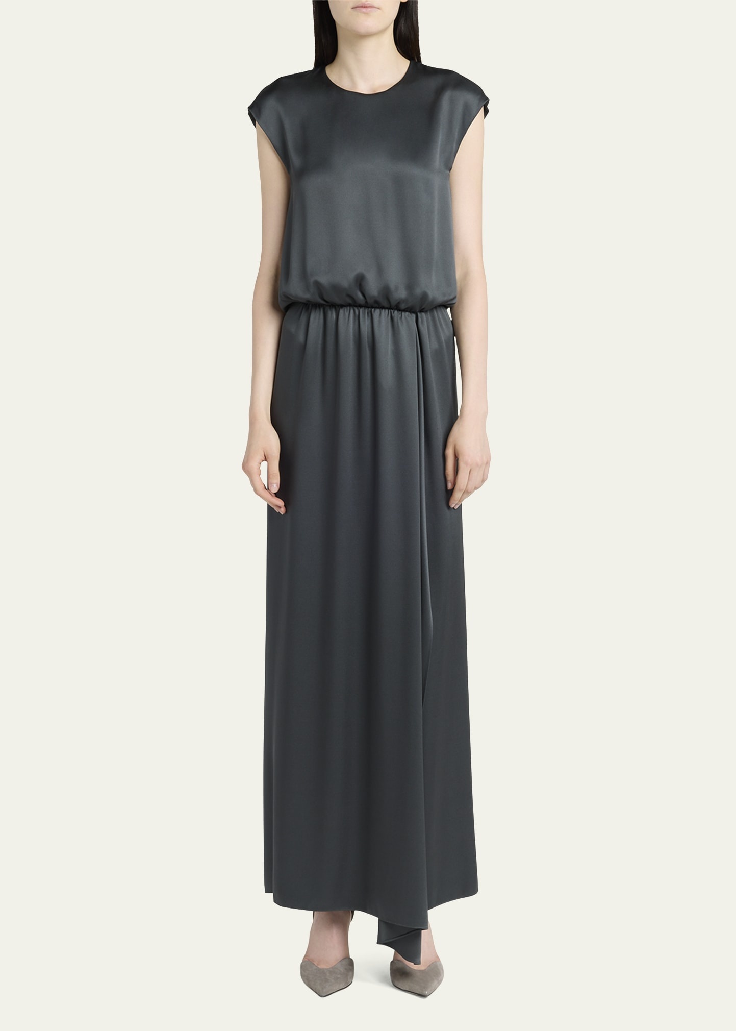Long Double Silk Satin Gown - 2