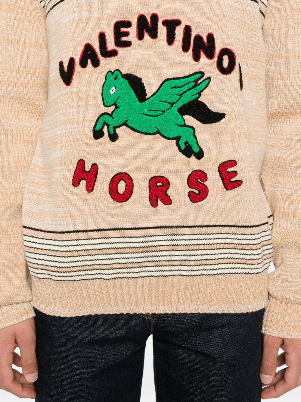 pegasus-embroidered striped sweater - 5