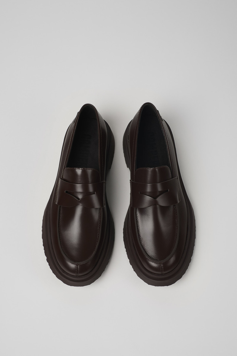 Brown leather loafers for men 4