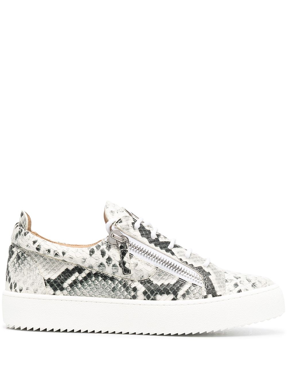 python-print lace-up trainers - 1