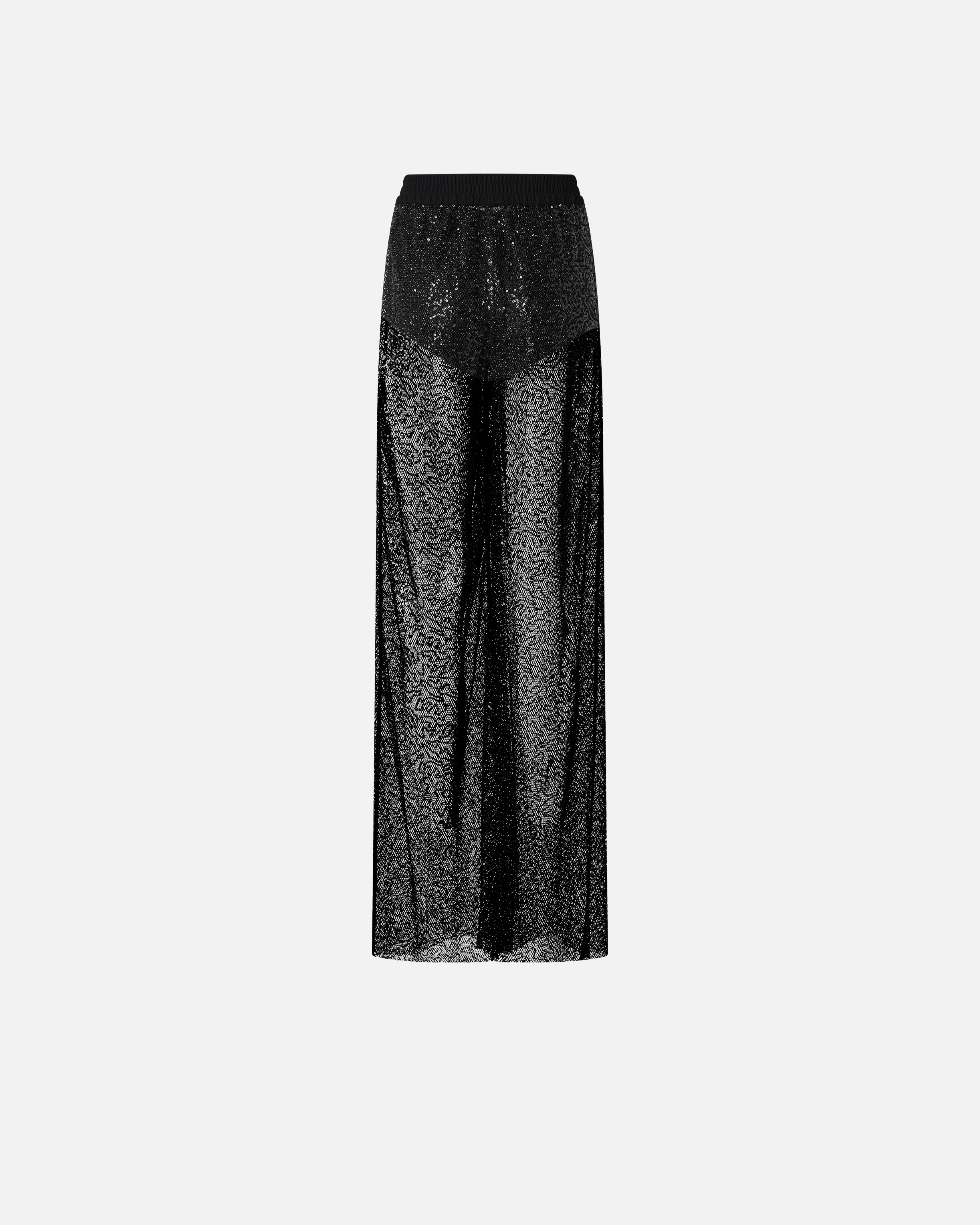 SEQUINED MESH PALAZZO TROUSERS - 2
