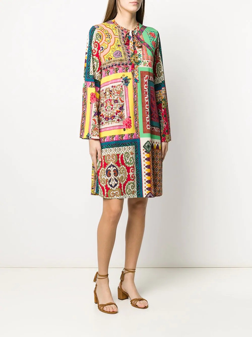 patchwork shift dress - 3