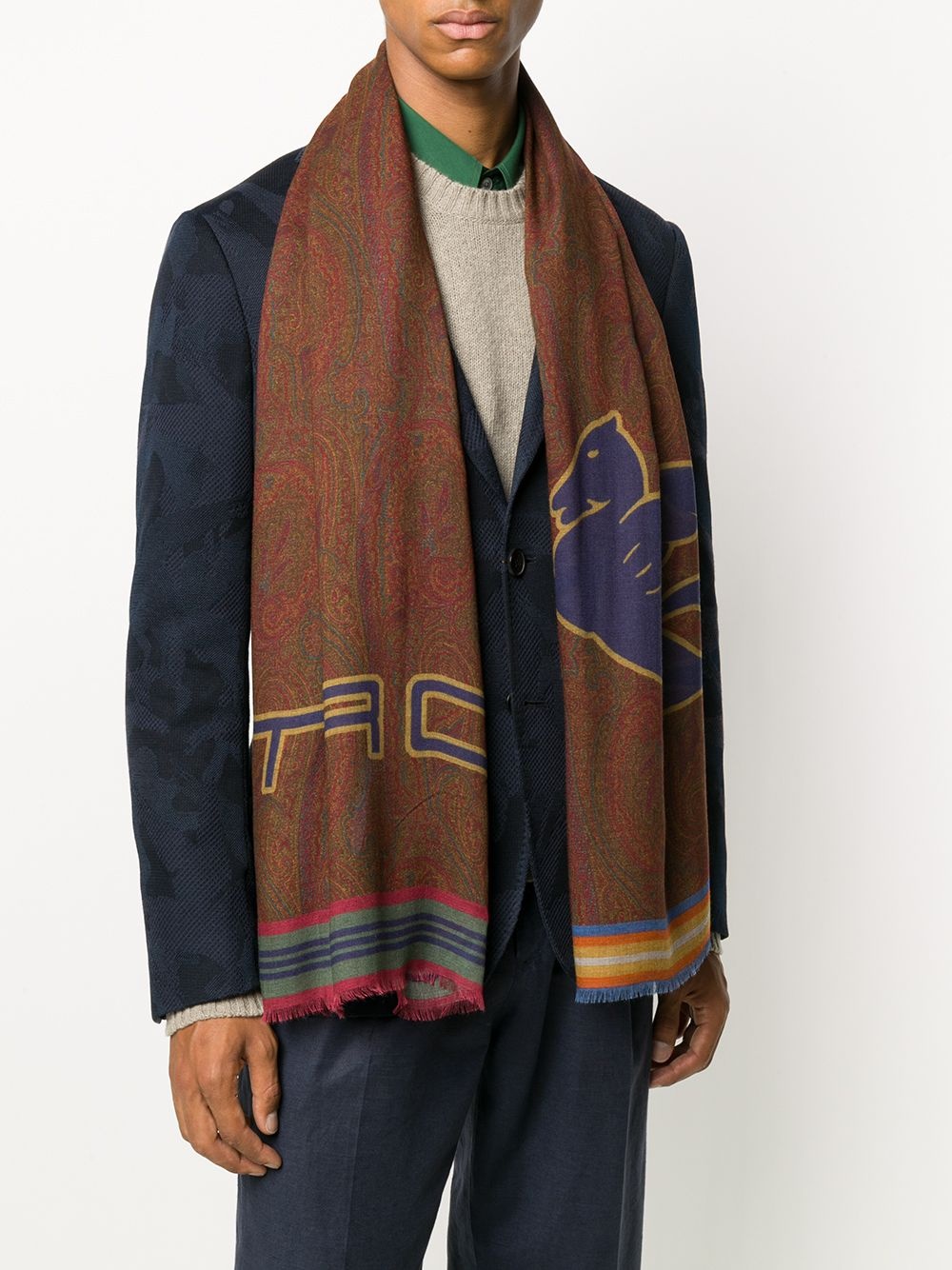 Pegaso-print knitted scarf - 2