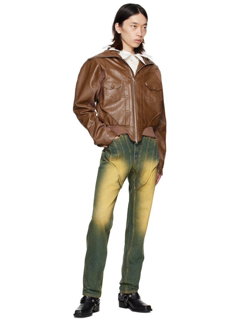 JUNTAE KIM SSENSE Exclusive Blue Corset Jeans outlook