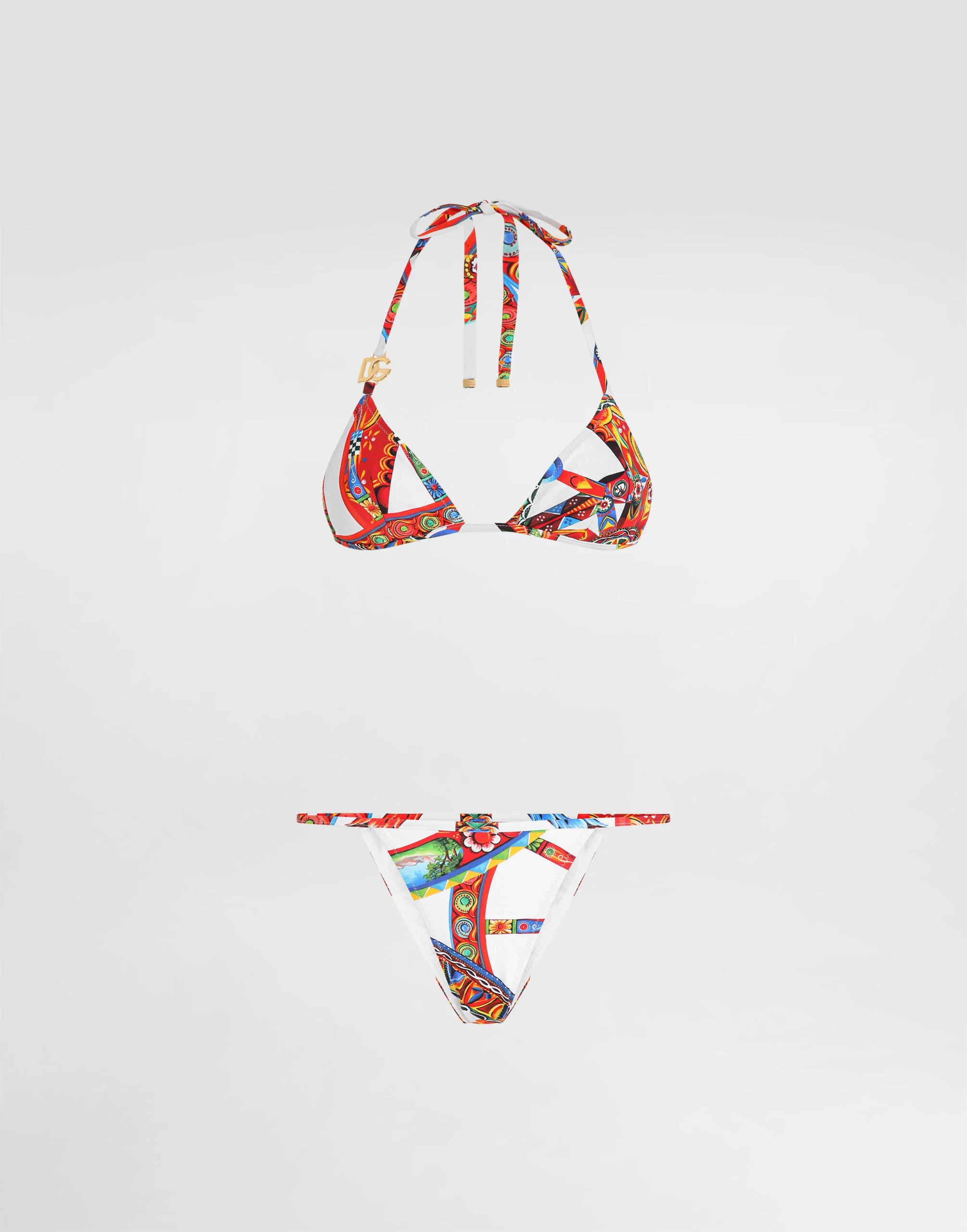 Carretto-print triangle bikini - 1