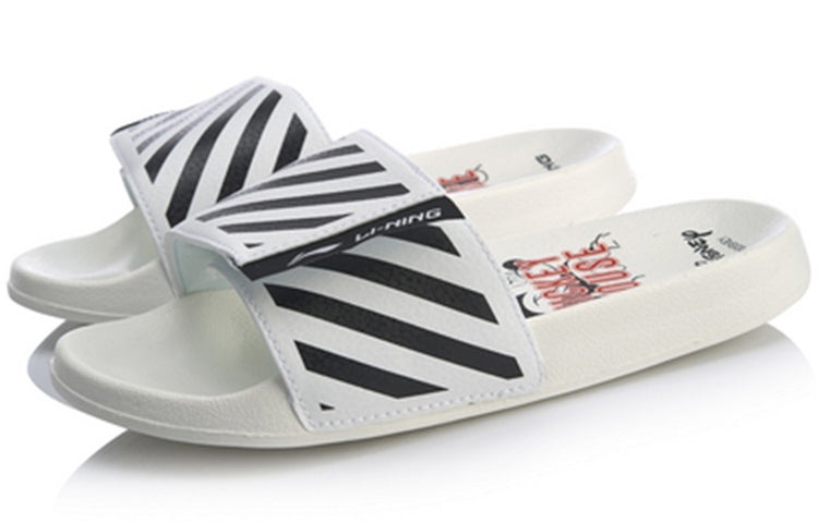 (WMNS) Li-Ning Sports Fashion Series Disney Mickey Crossover Lightweight Stylish White Black Slipper - 4