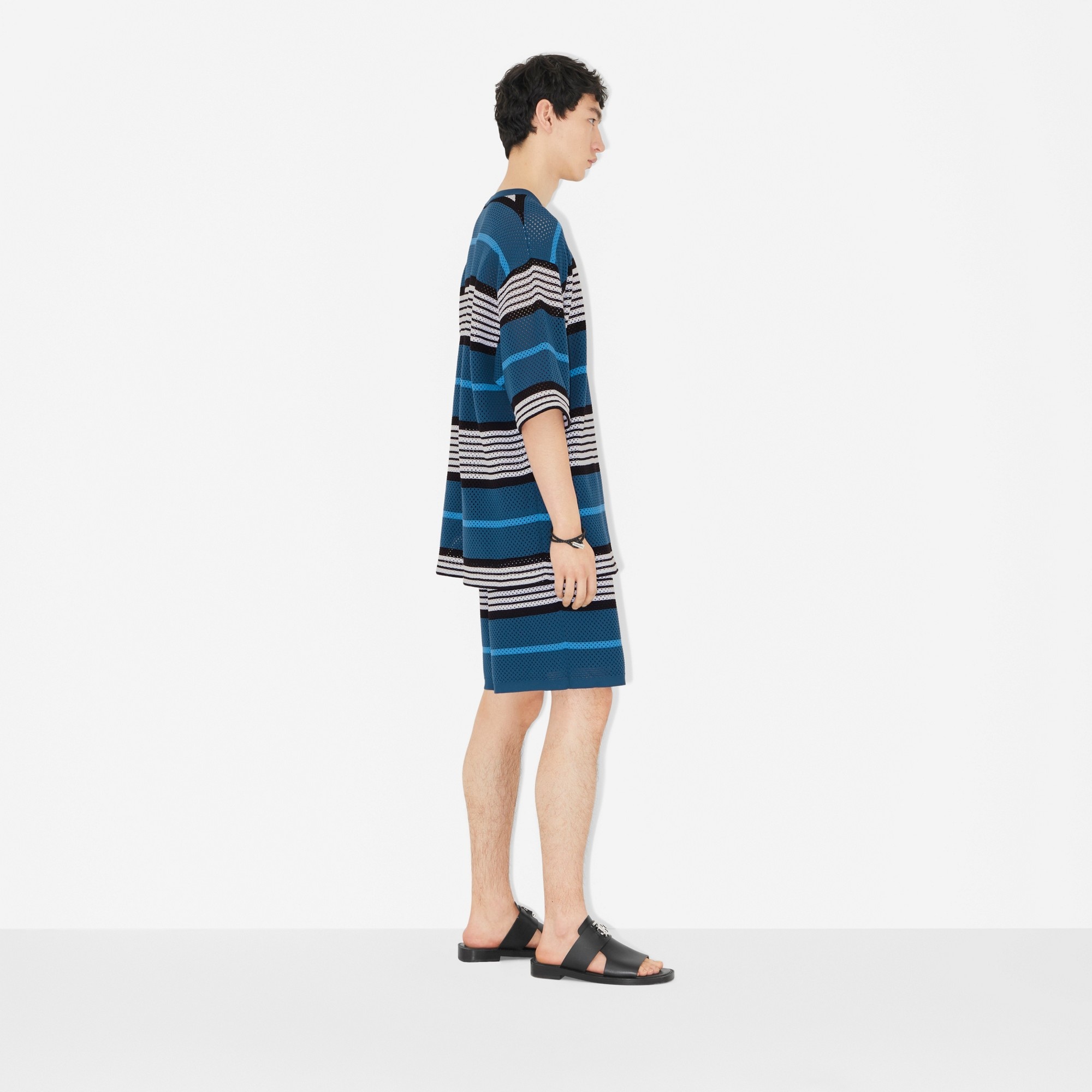 Stripe Print Nylon Oversized T-shirt - 3