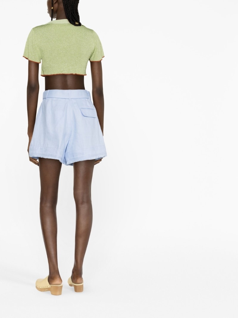 raw-edge belted short shorts - 4