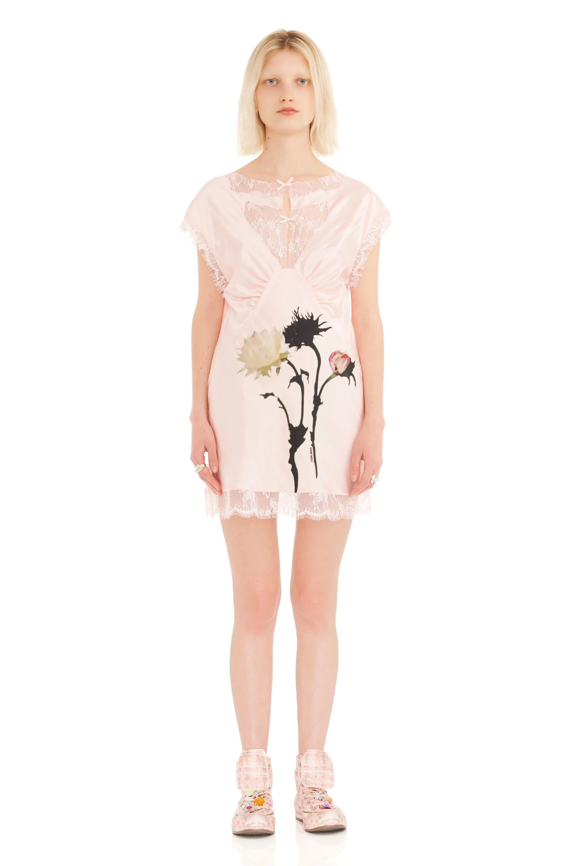 BLUSH FLOWER GOTH WATERLILY MINI DRESS - 1