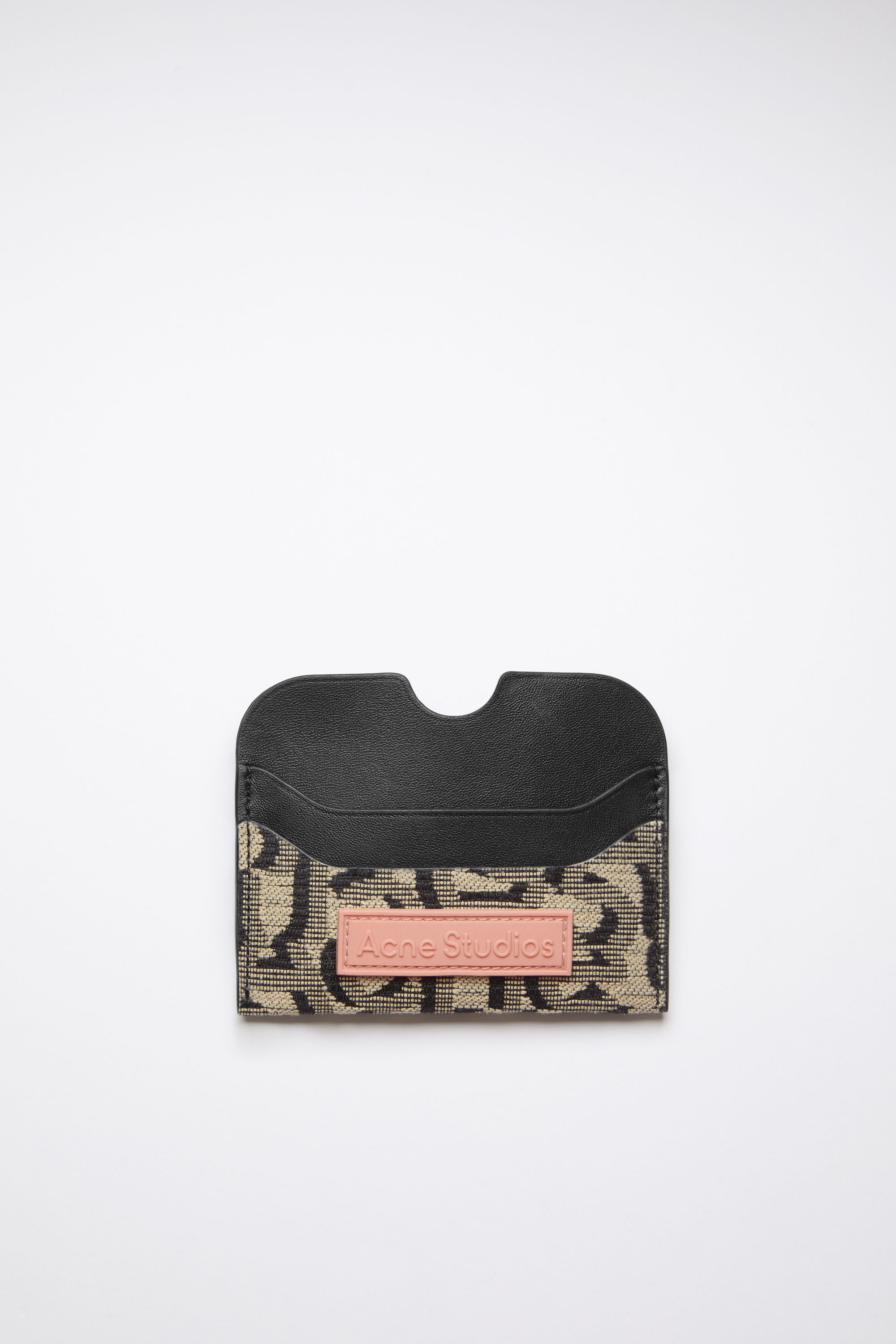 Monogram card holder - Beige/black - 1