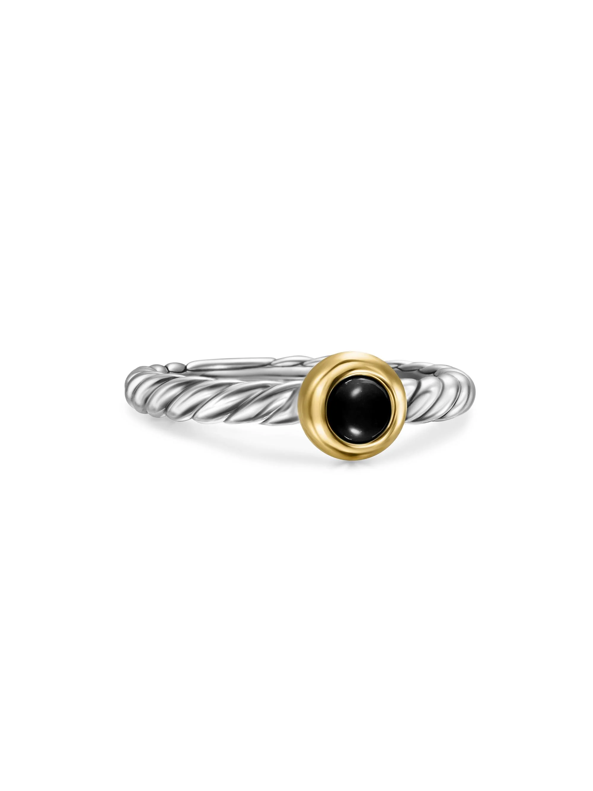 Women's Petite Cable Ring in Sterling Silver - Black Onyx - 1
