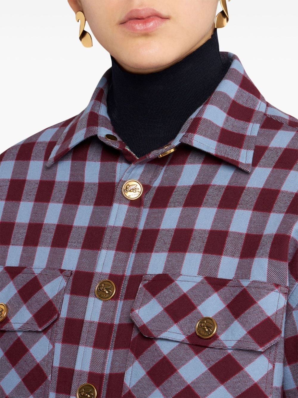 padded check jacquard shirt - 5