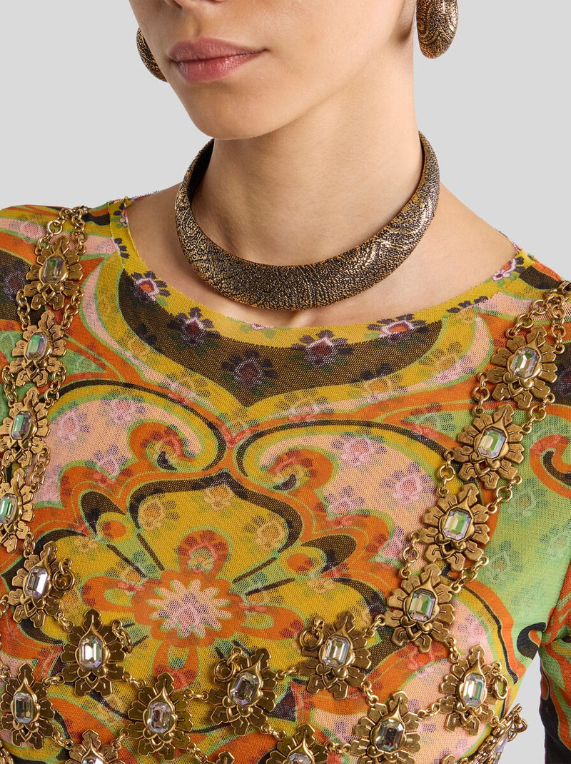 Etro SEE-THROUGH METAL CROP TOP WITH CRYSTALS outlook