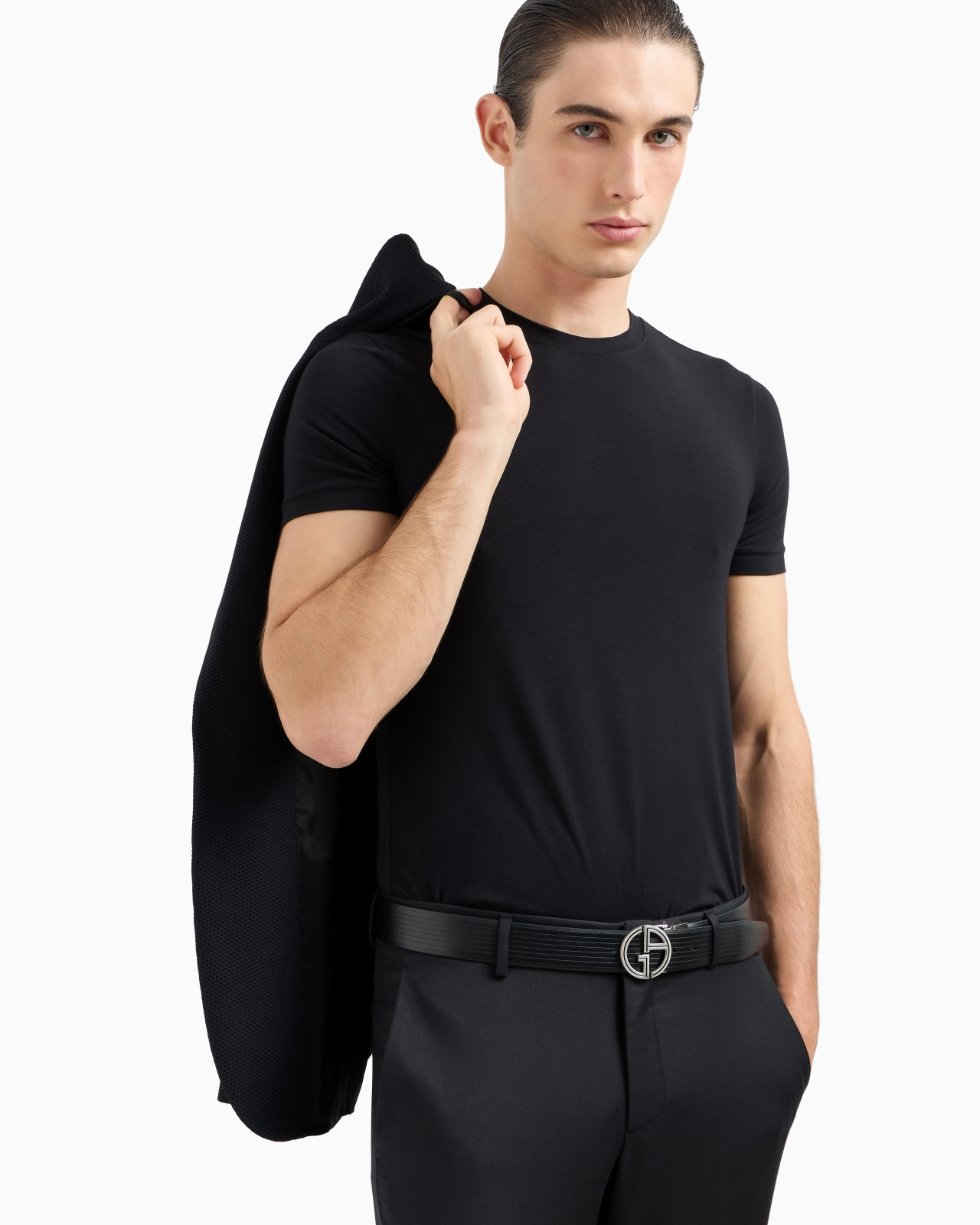 CREW-NECK SHORT-SLEEVED T-SHIRT IN STRETCH VISCOSE JERSEY - 6