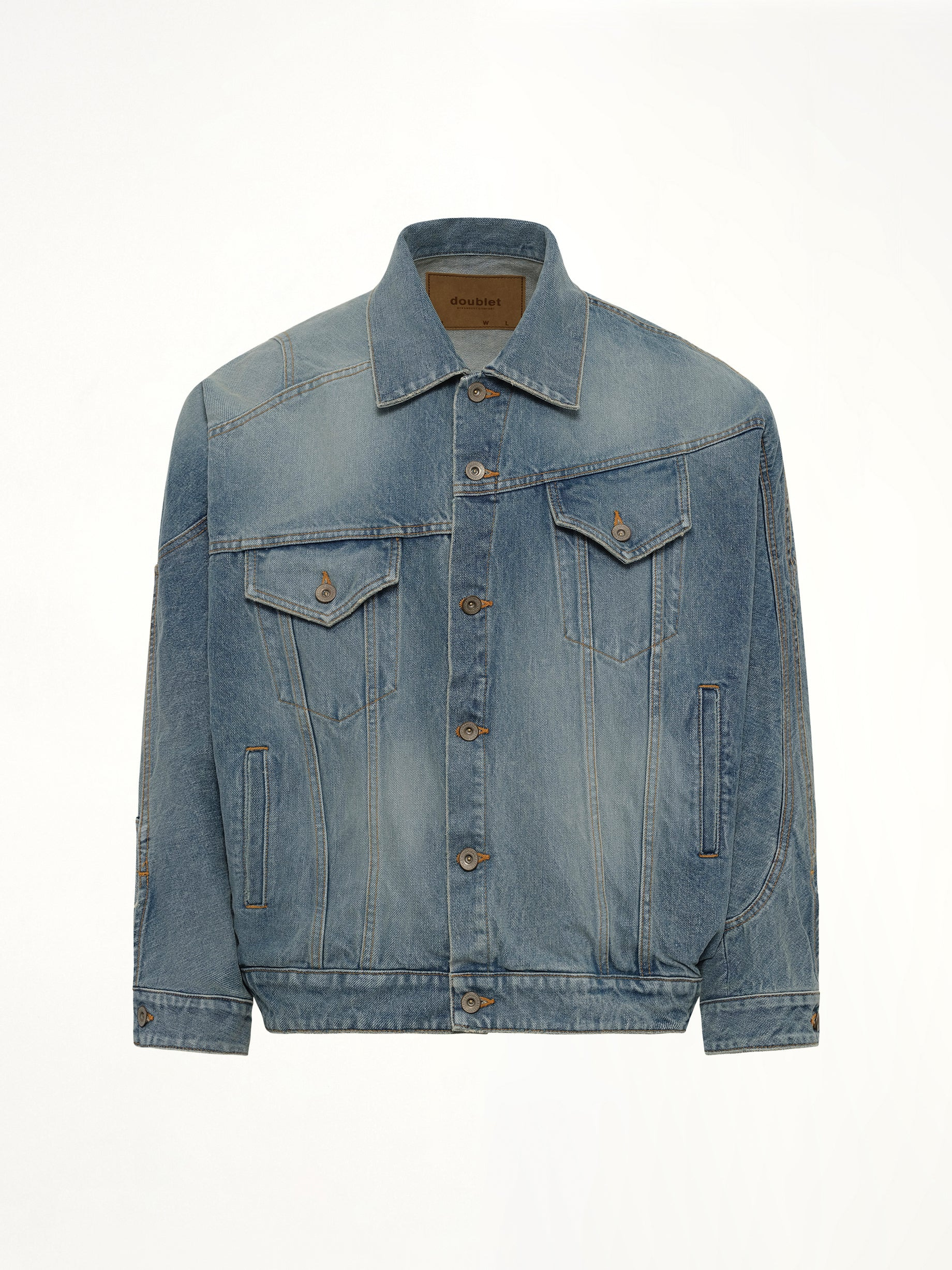 Distorted Cutting Denim Jacket in Indigo - 2