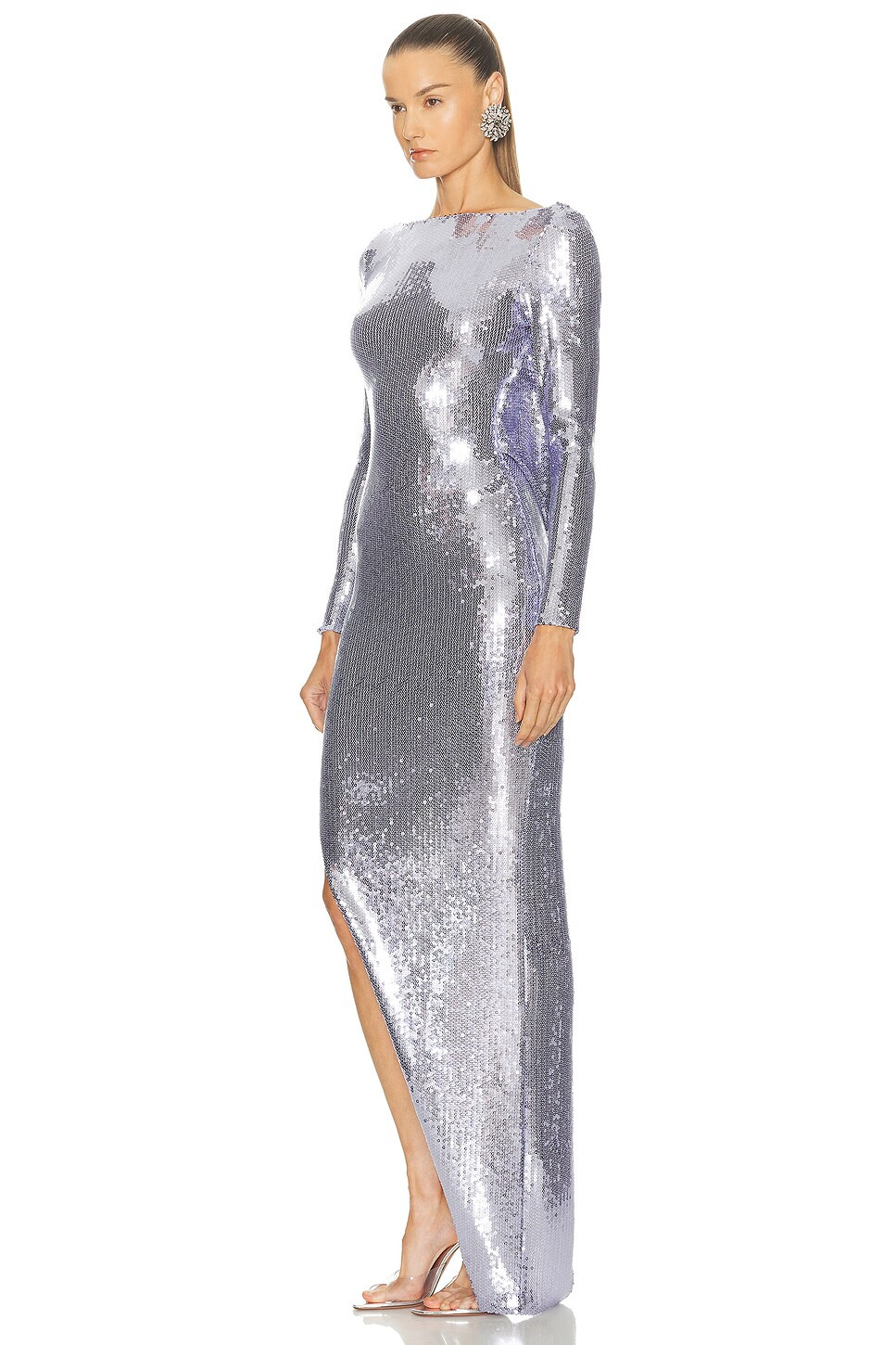 Long Sleeve Asymmetrical Drape Gown - 4
