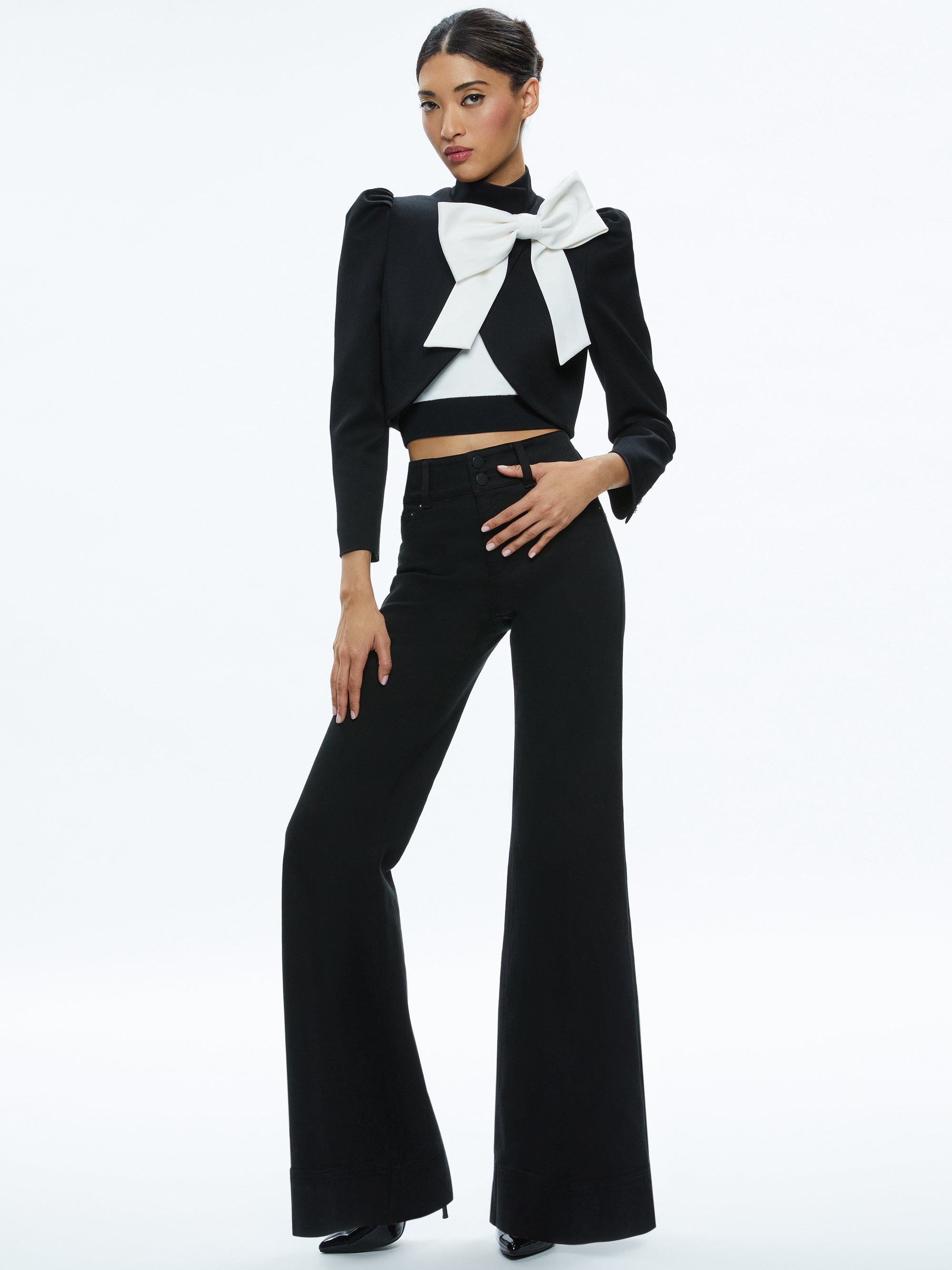 ADDISON BOW COLLAR CROPPED JACKET - 3