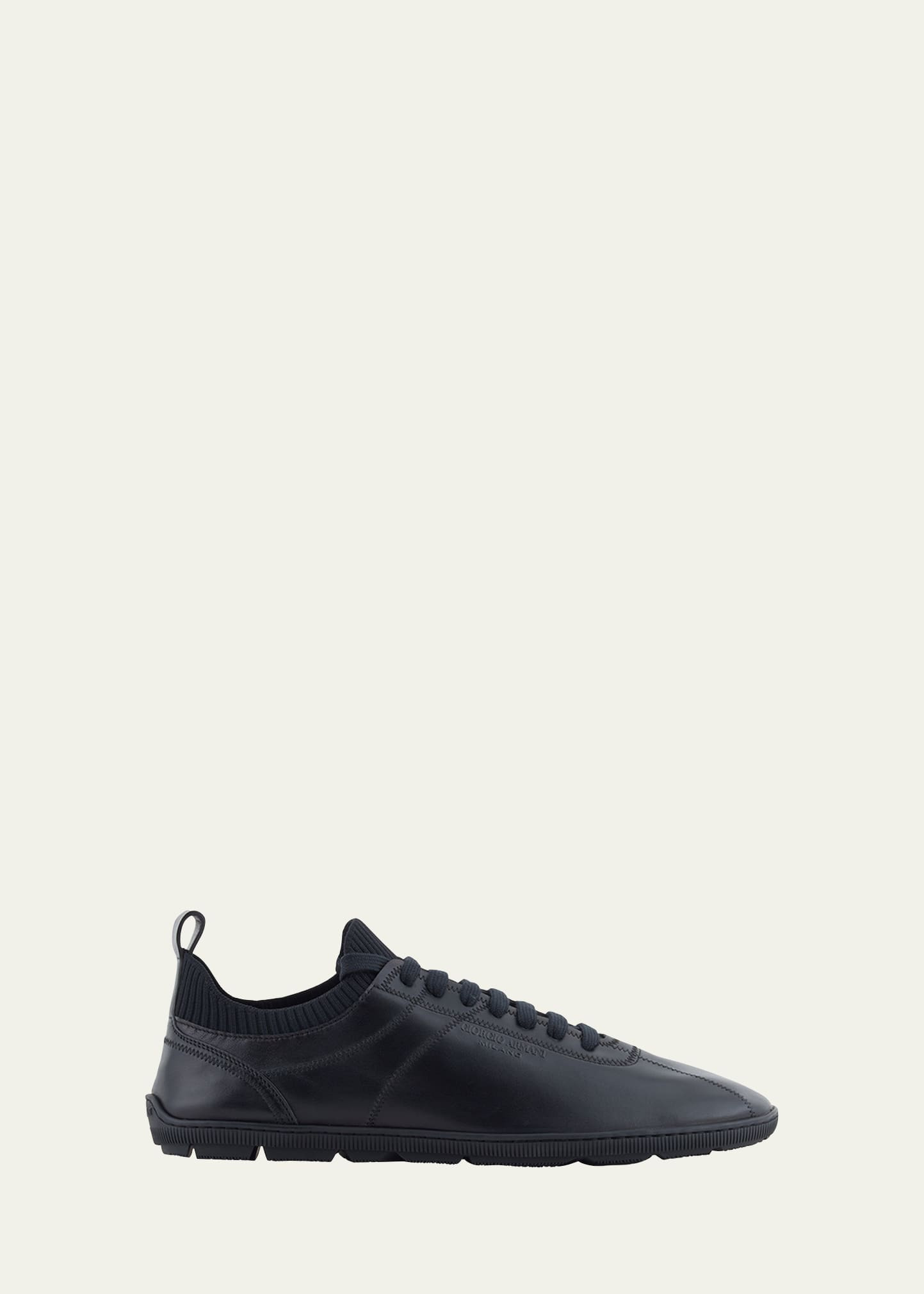 Men's Leather Knit-Lining Low-Top Sneakers - 1