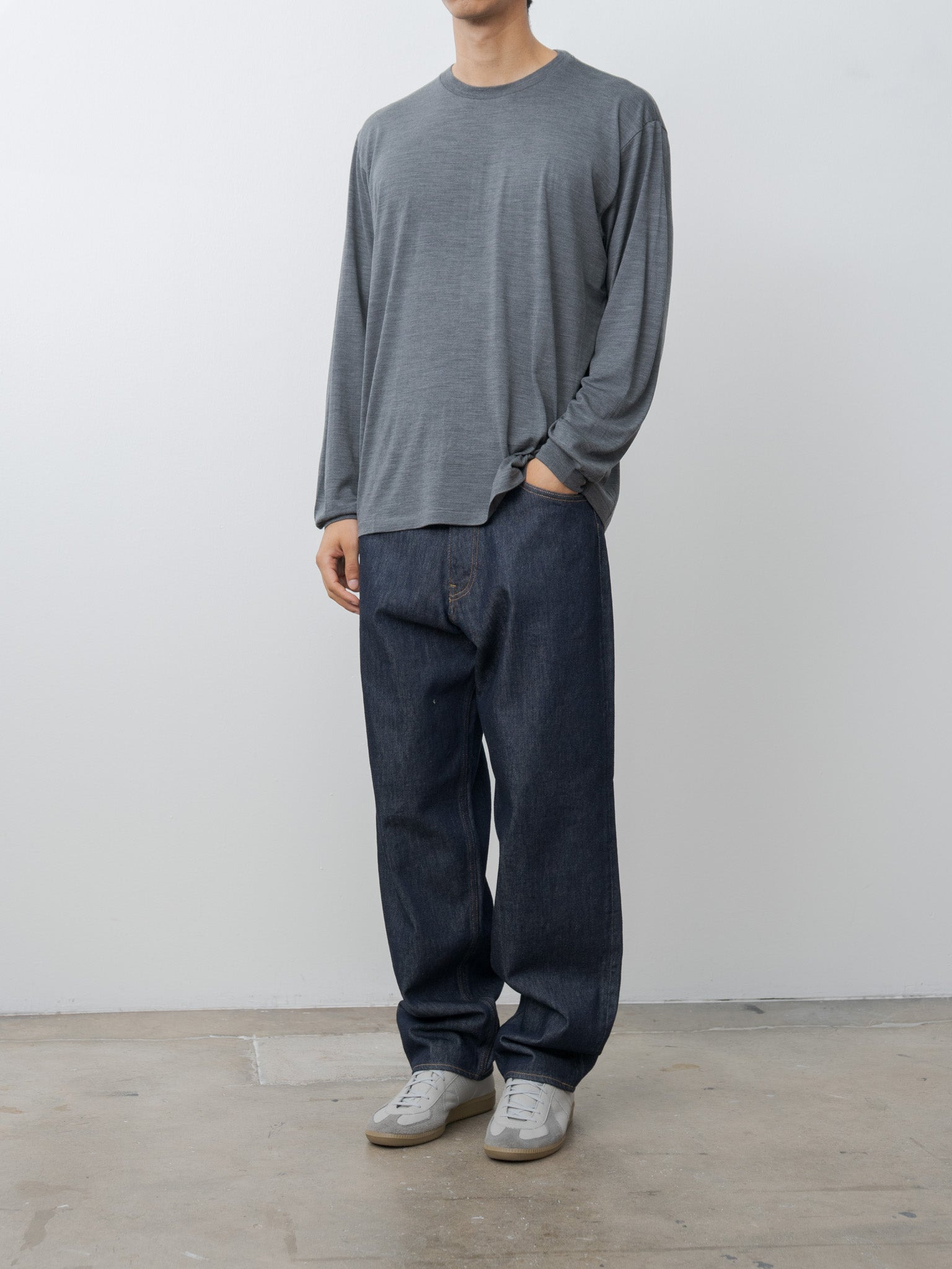 Wool Soft Jersey L/S Tee - Top Charcoal - 3