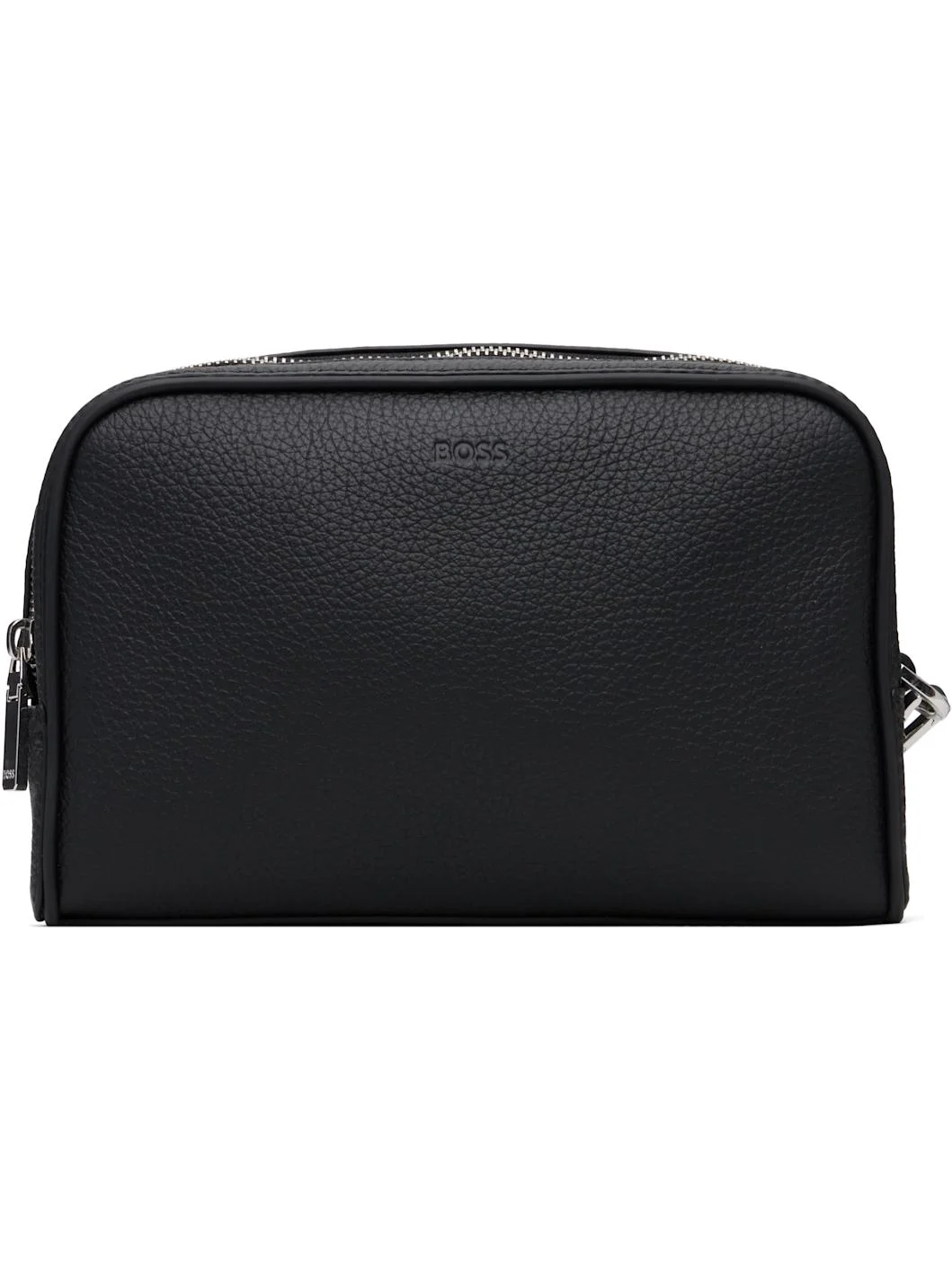 Black Grained Leather Pouch - 1