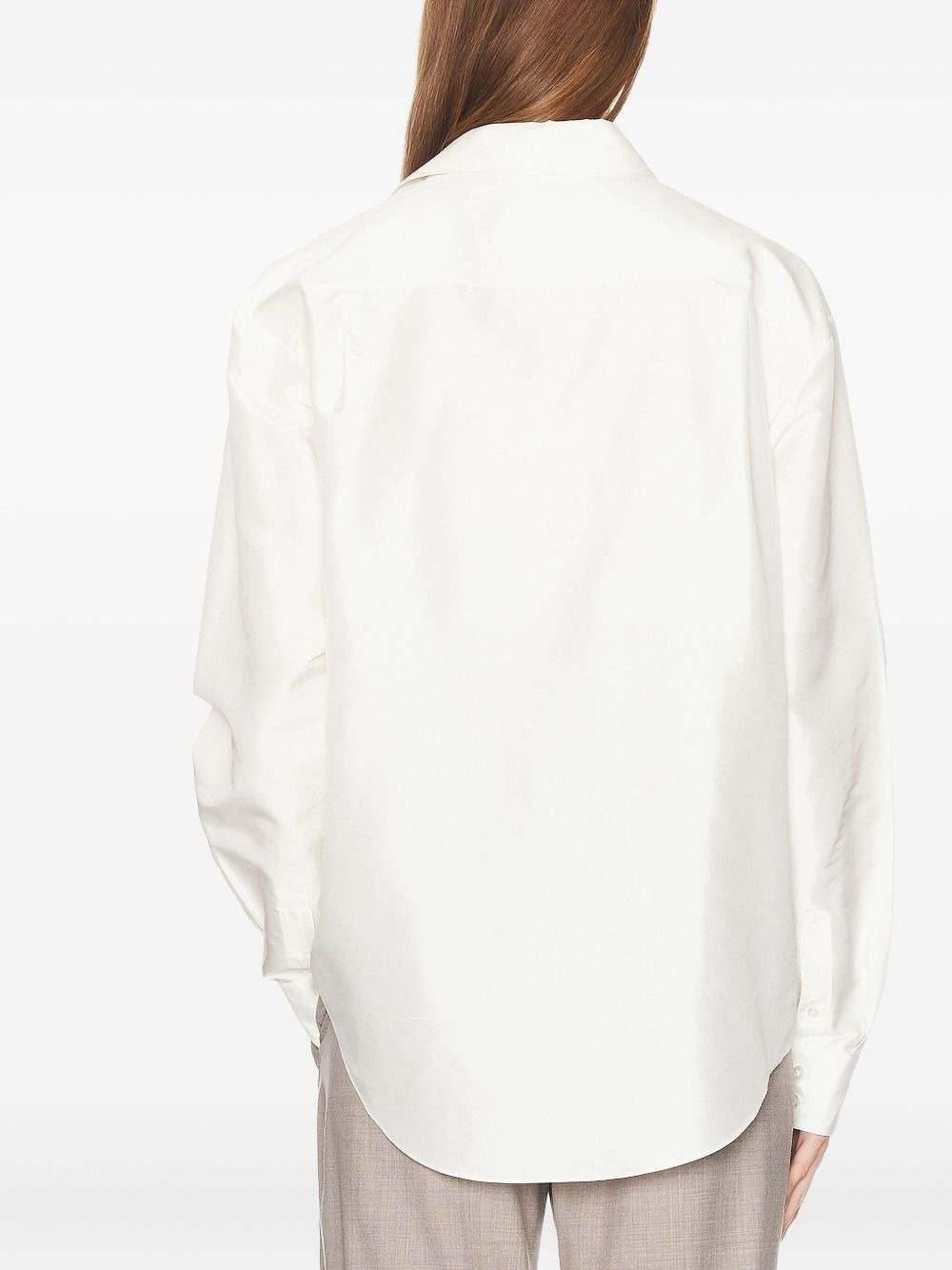 oversized-collar silk shirt - 4