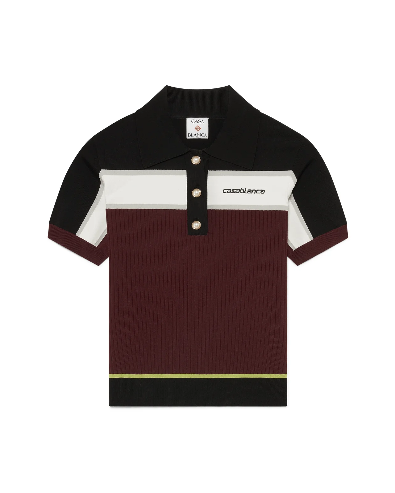 Striped Short Sleeve Polo Shirt - 1