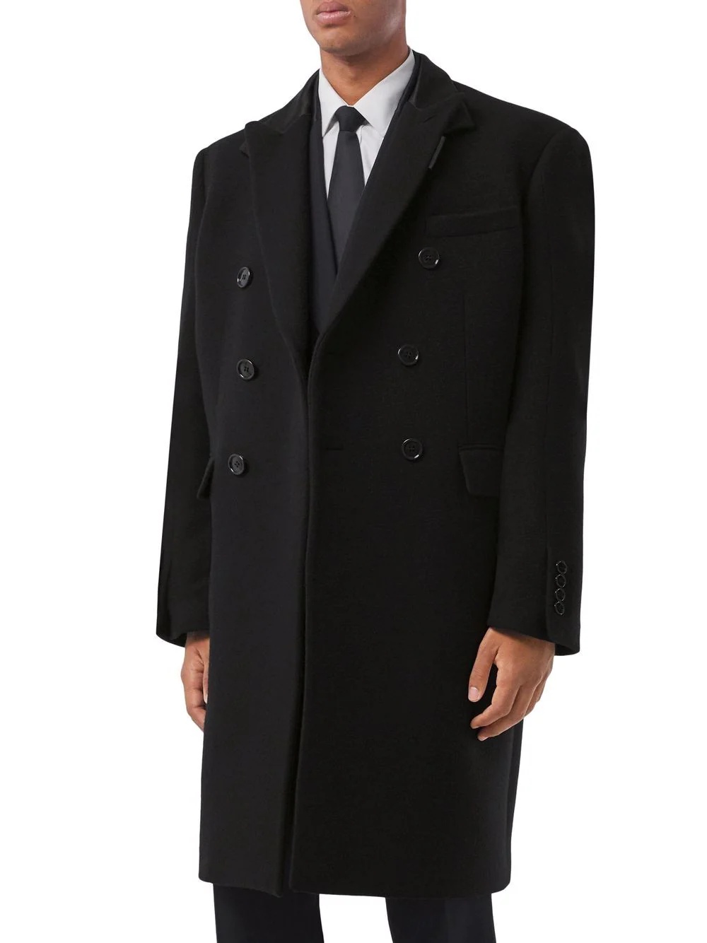 silk collar double-breasted coat - 3